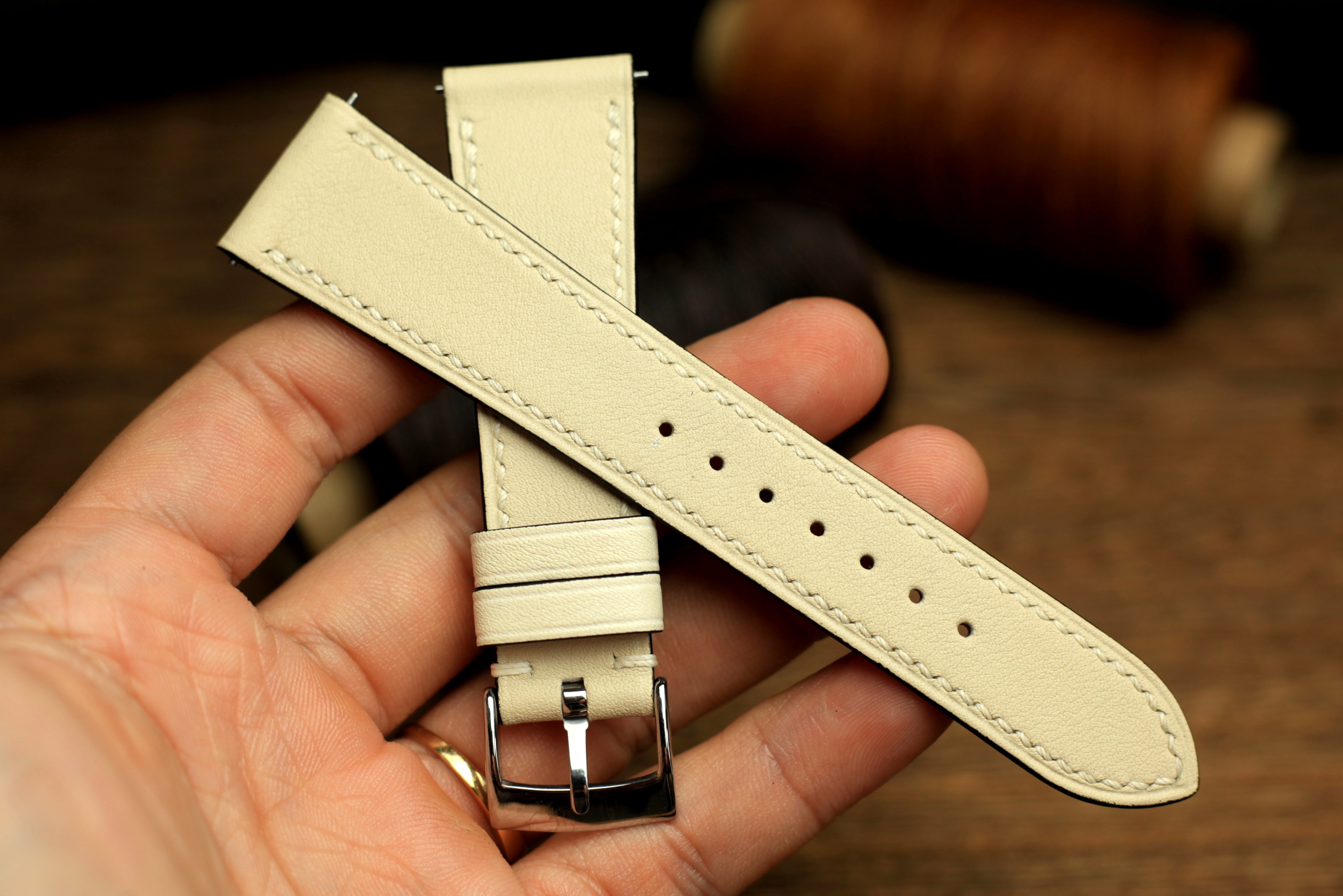 Swift Cream Leather Quick Release Watch Strap