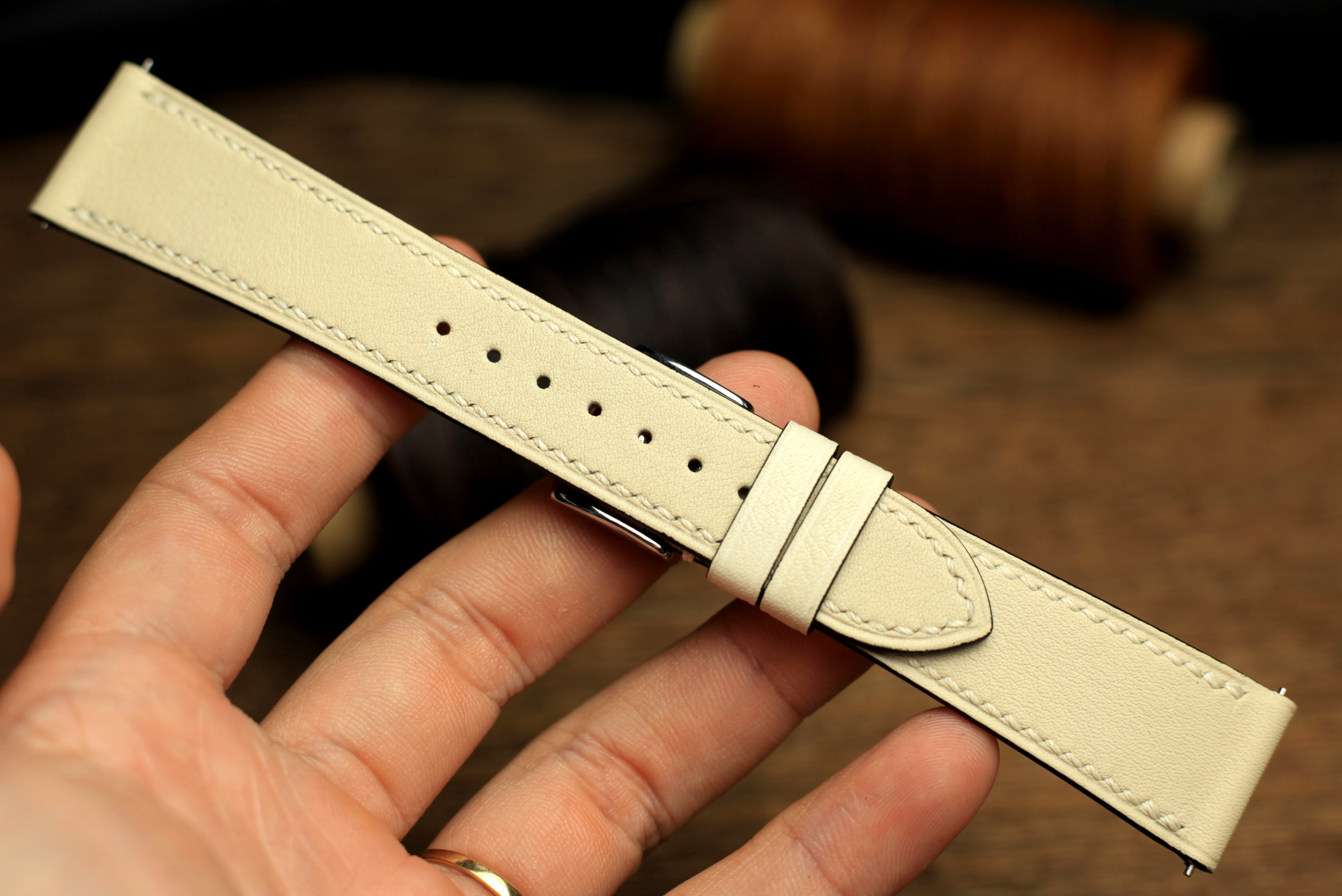 Swift Cream Leather Quick Release Watch Strap
