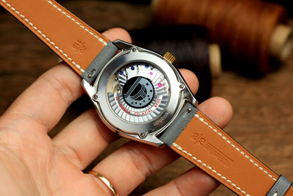 Swift Grey Leather Quick Release Watch Strap