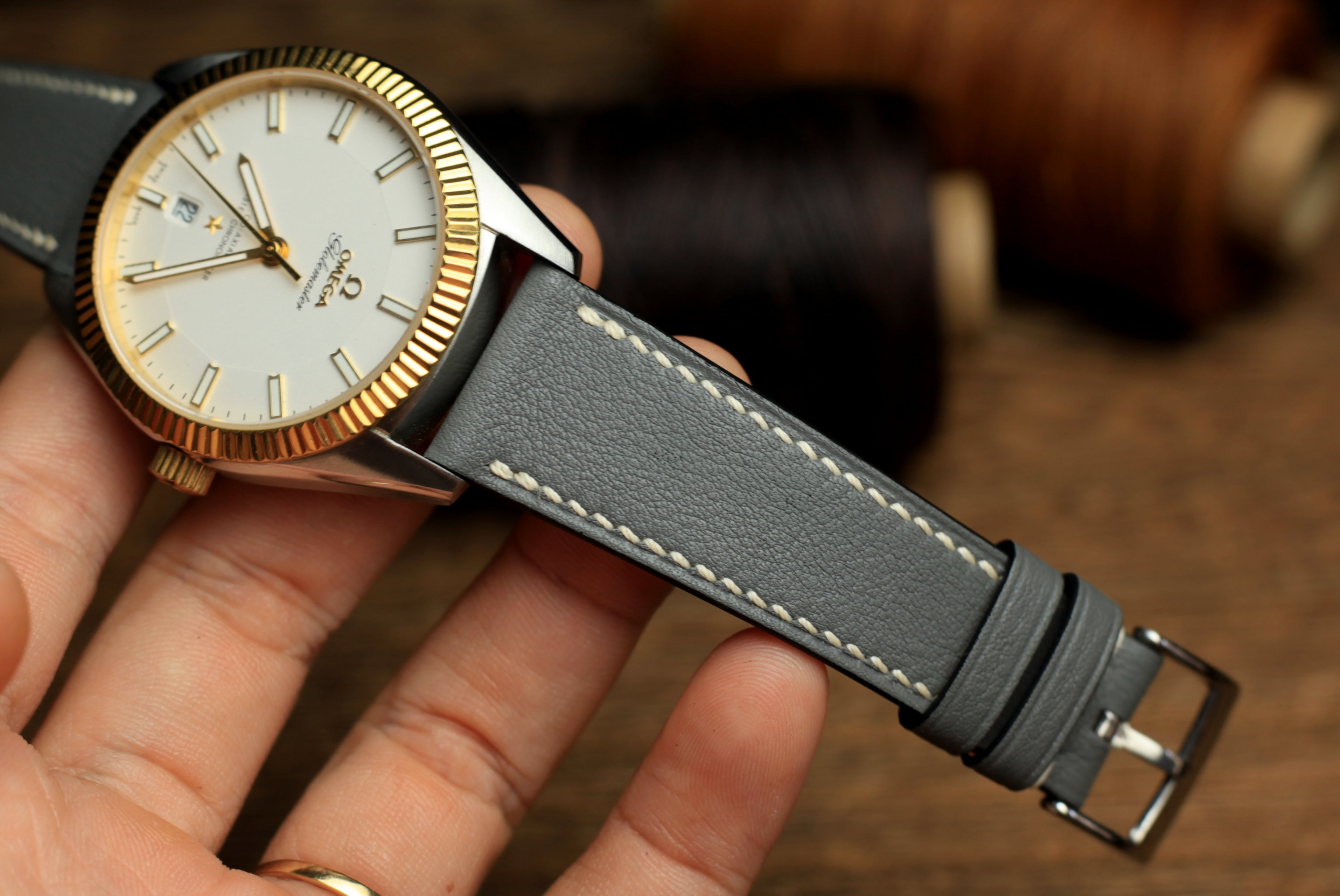 Swift Grey Leather Quick Release Watch Strap