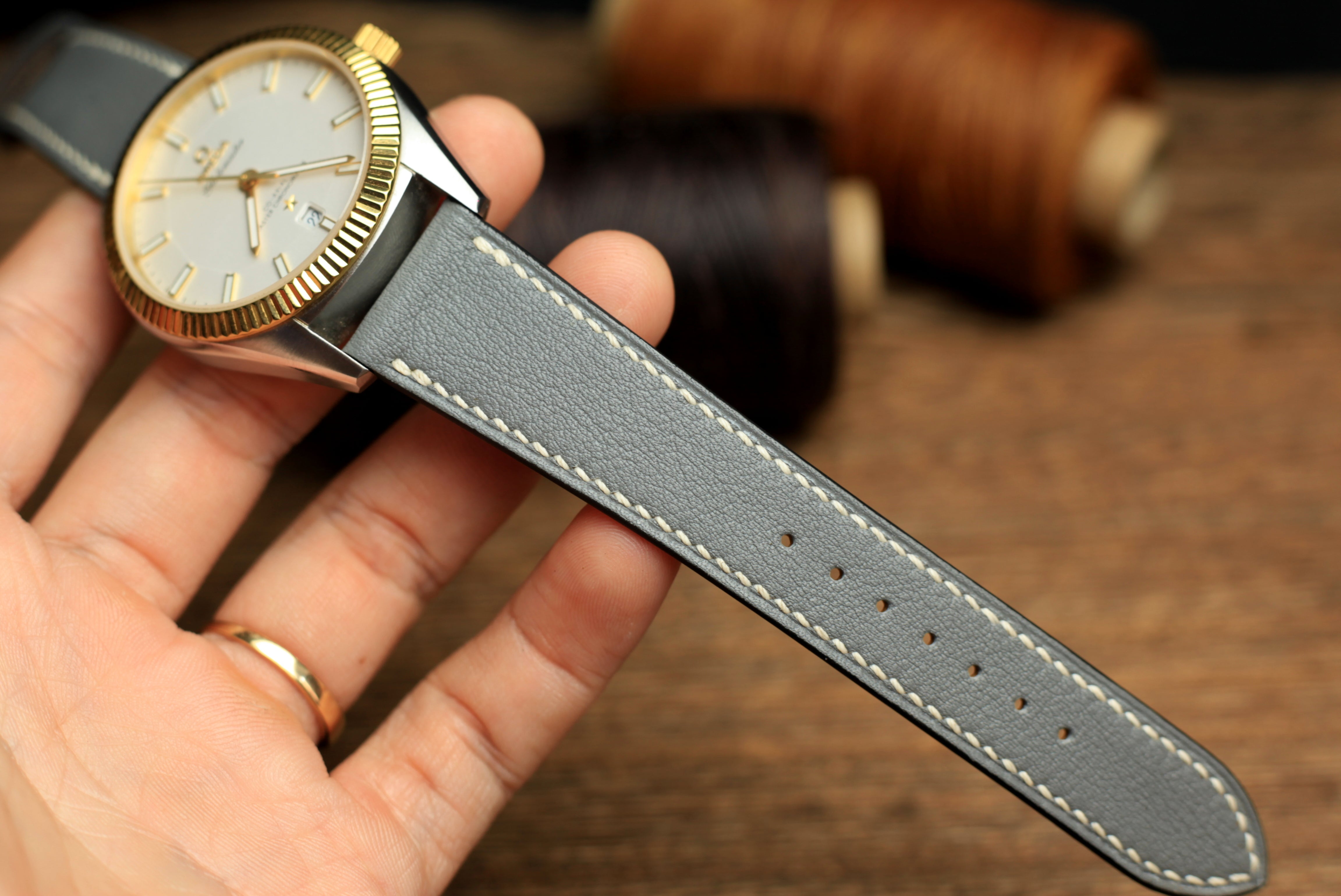 Swift Grey Leather Quick Release Watch Strap
