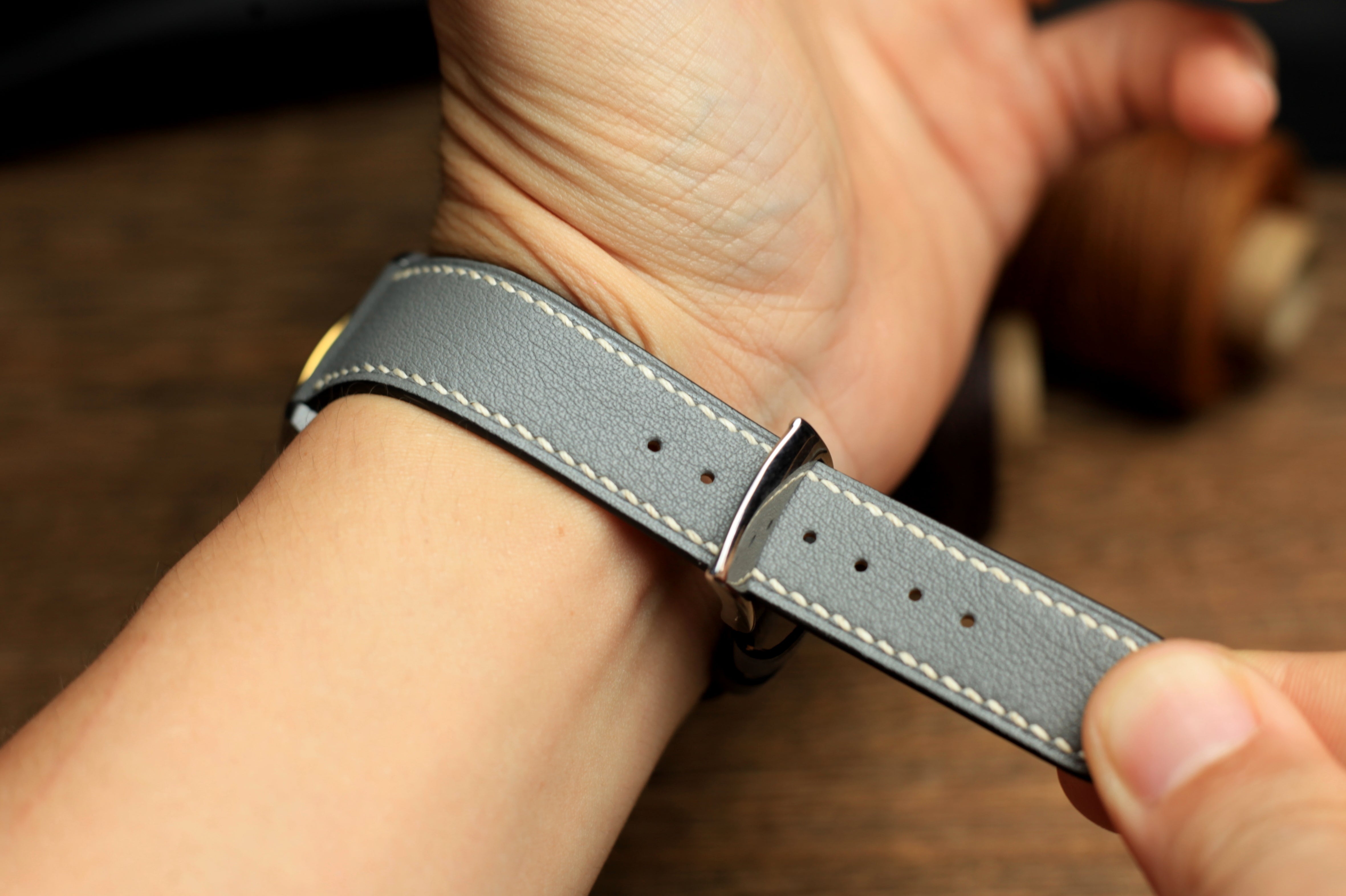 Swift Grey Leather Quick Release Watch Strap