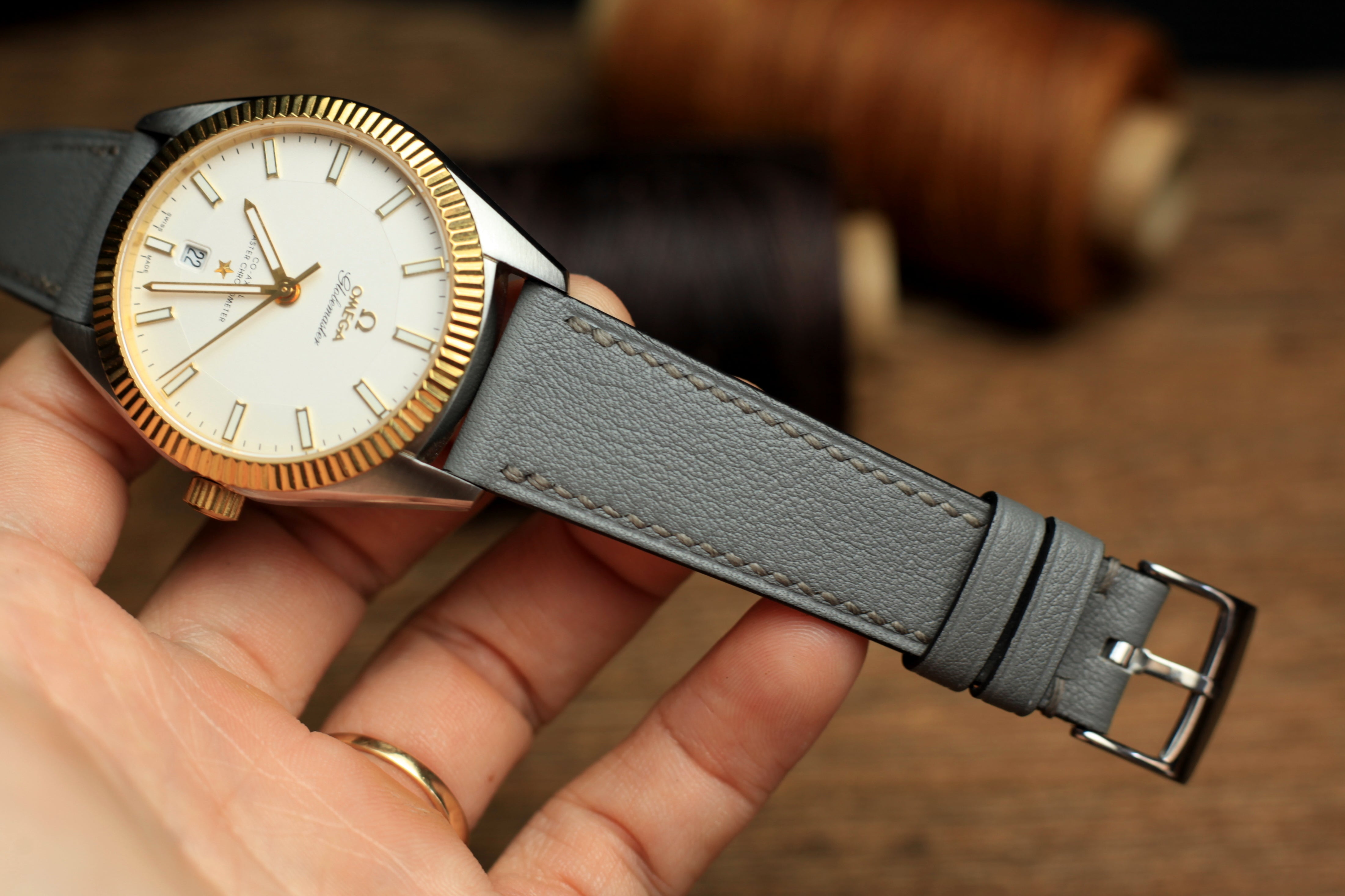 Swift Grey Leather Quick Release Watch Strap