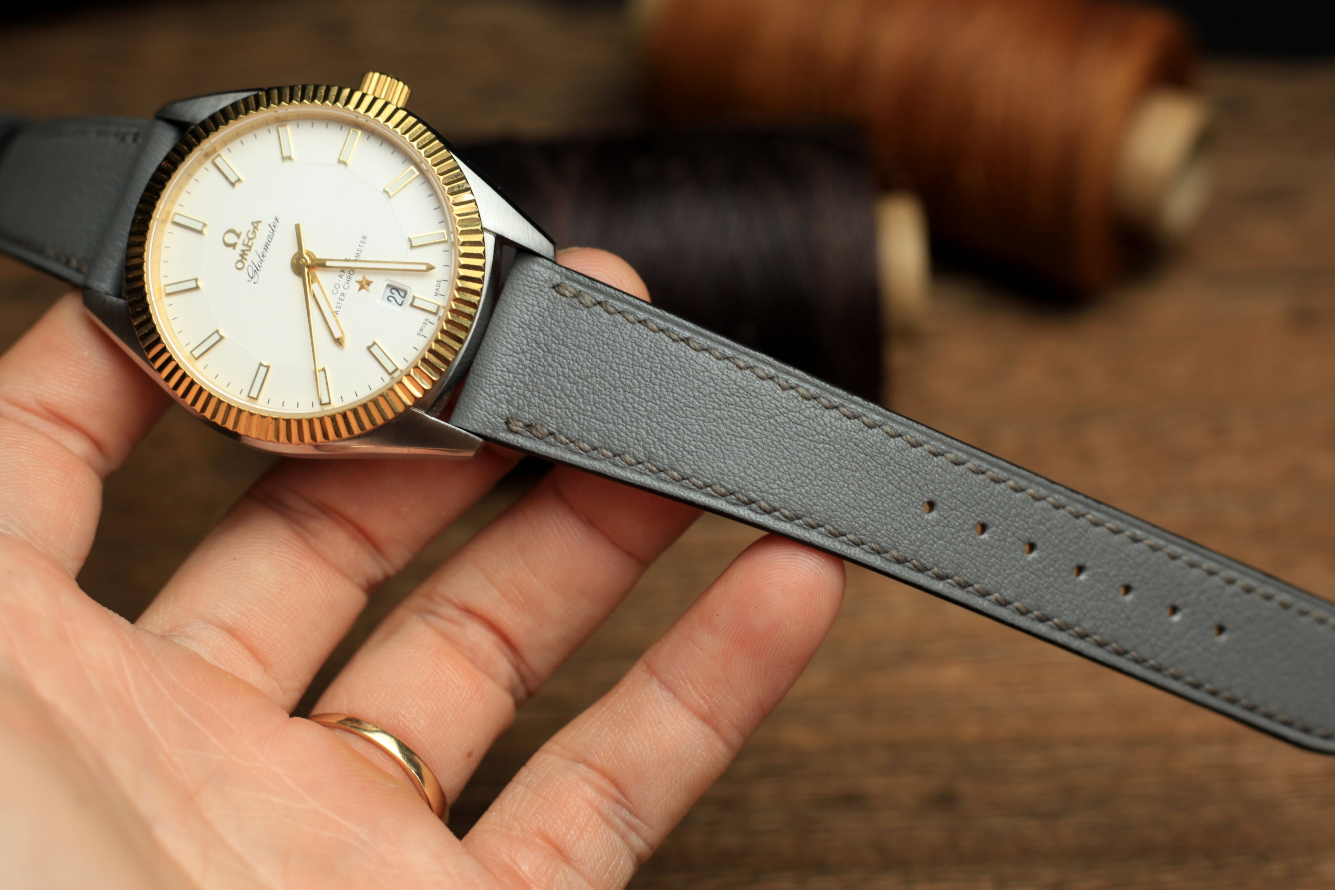 Swift Grey Leather Quick Release Watch Strap