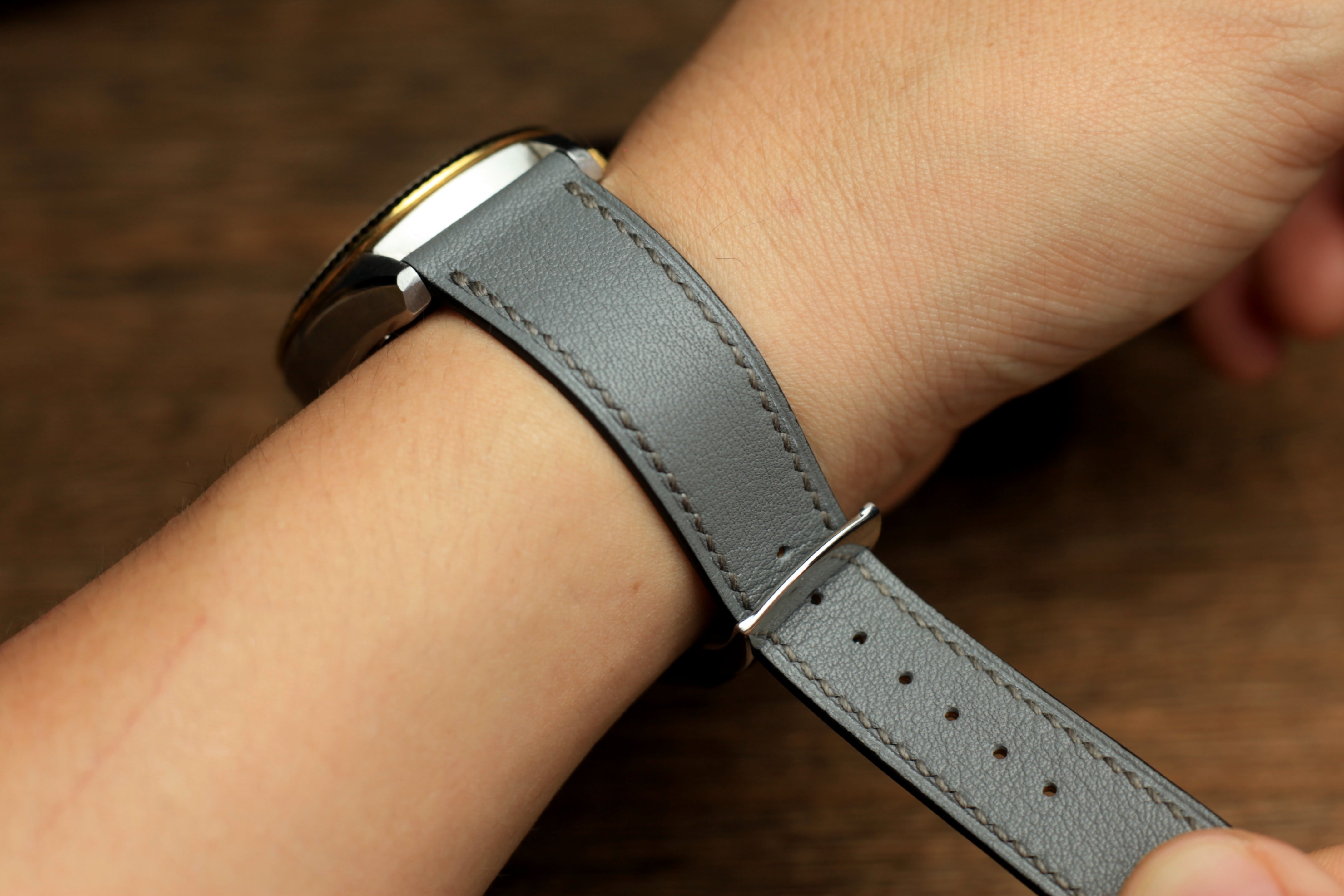 Swift Grey Leather Quick Release Watch Strap