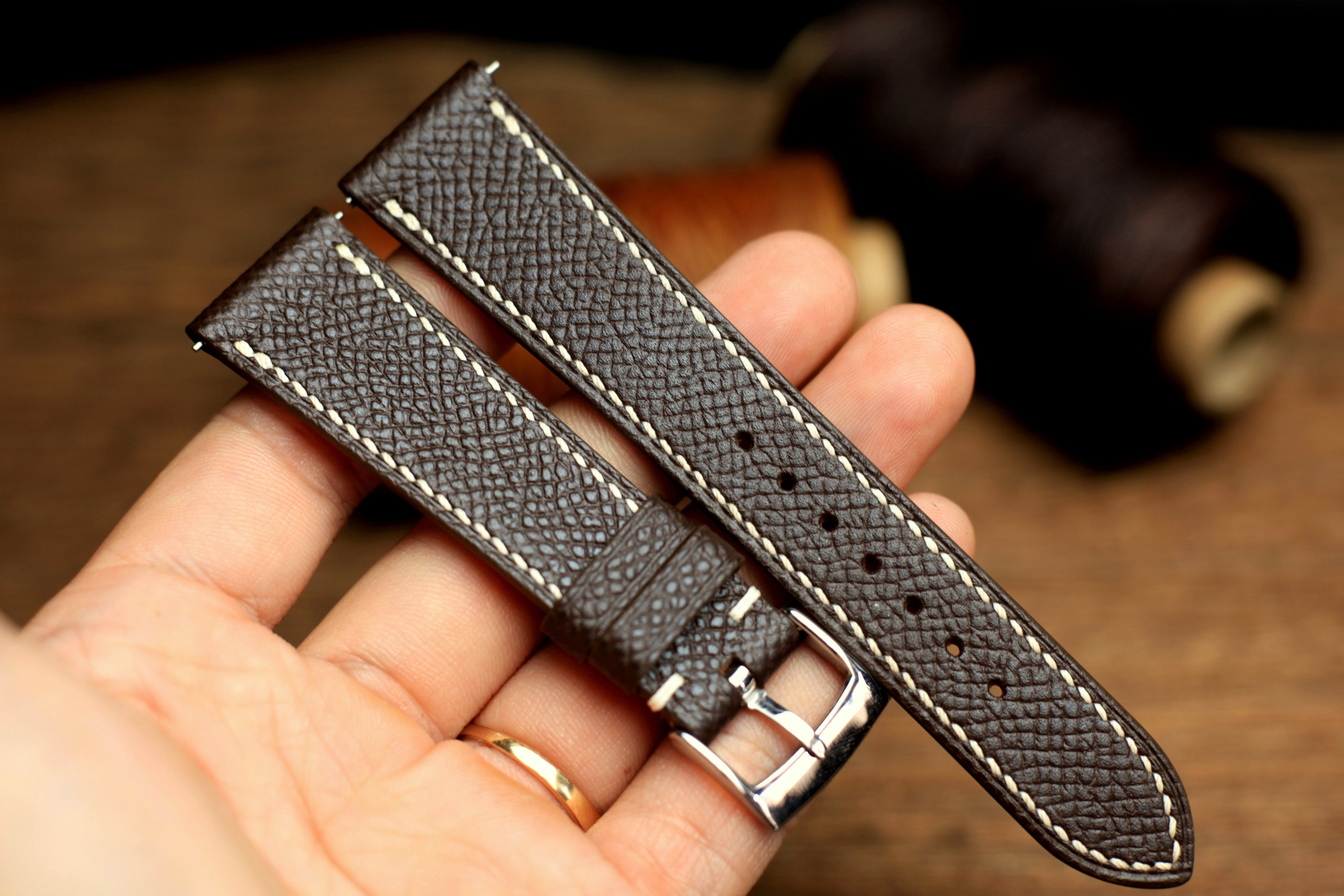 Dark Brown Epsom Leather Watch Strap