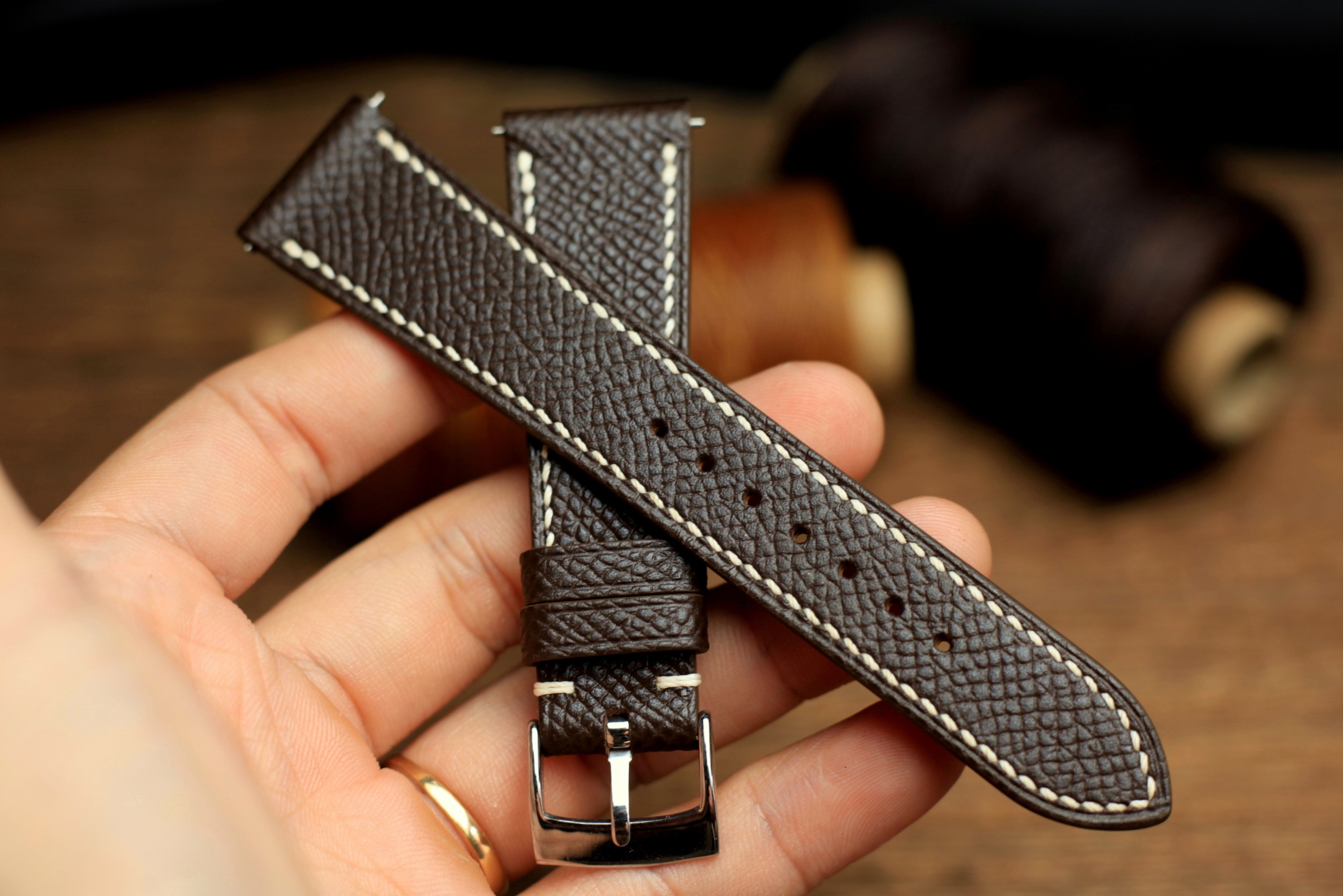 Dark Brown Epsom Leather Watch Strap