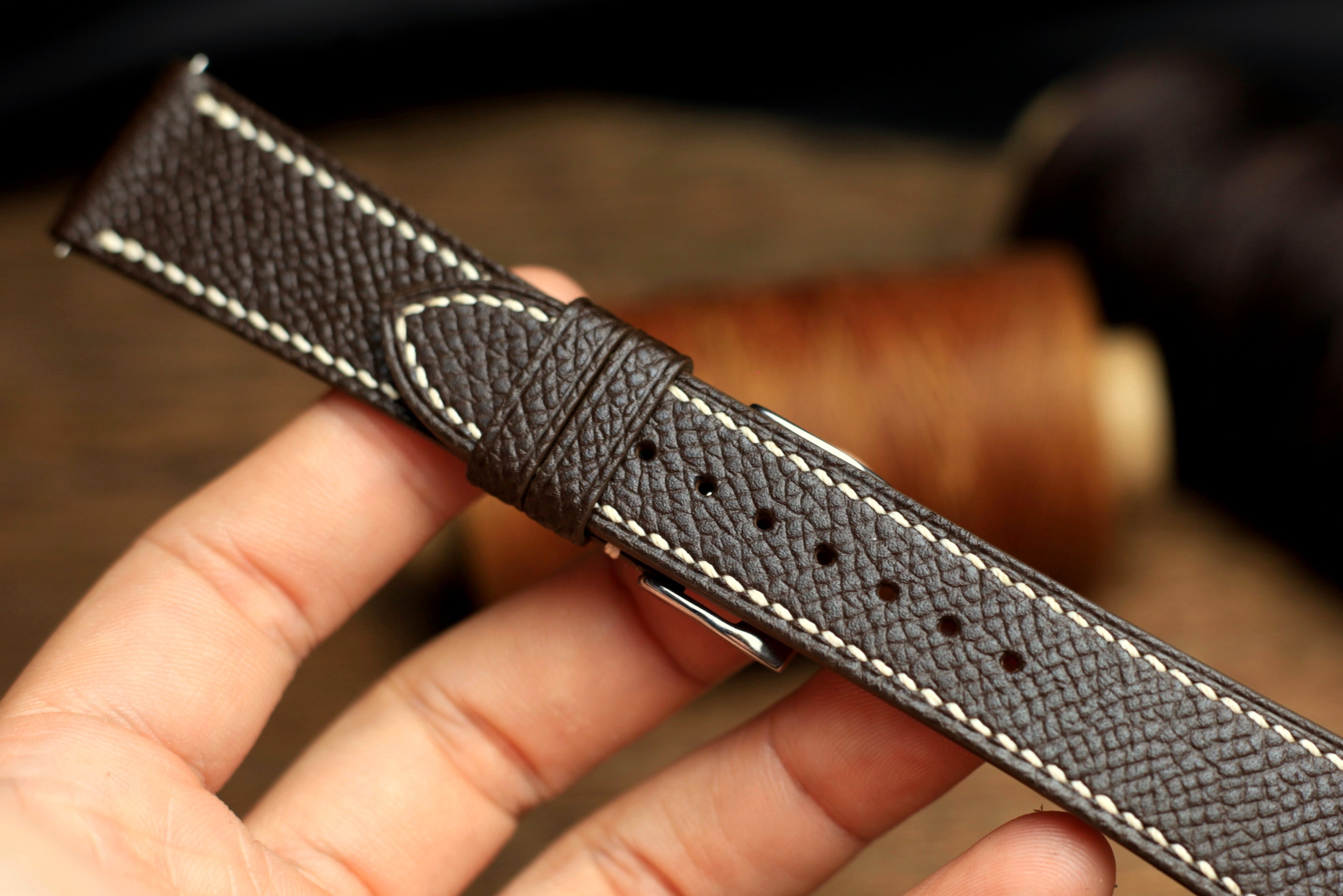Dark Brown Epsom Leather Watch Strap