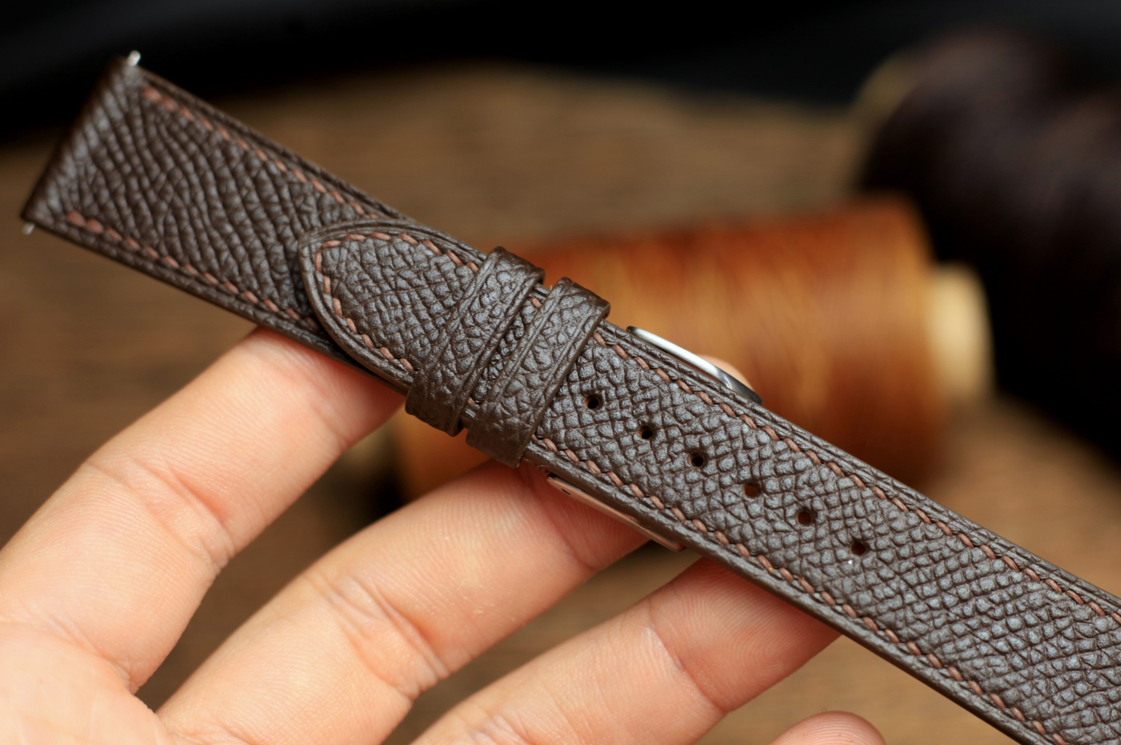 Dark Brown Epsom Leather Watch Strap