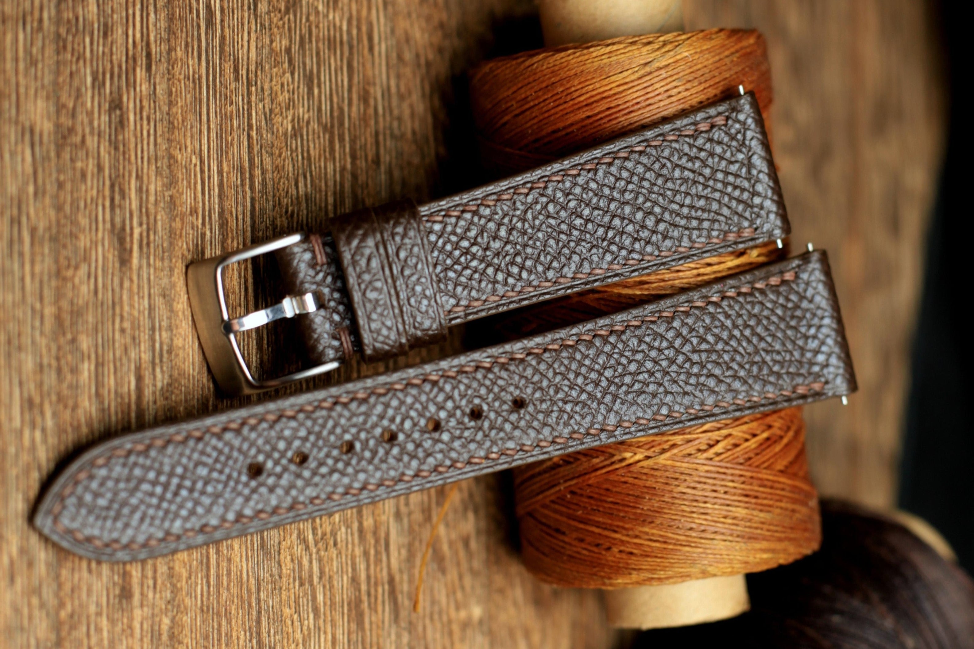 Dark Brown Epsom Leather Watch Strap
