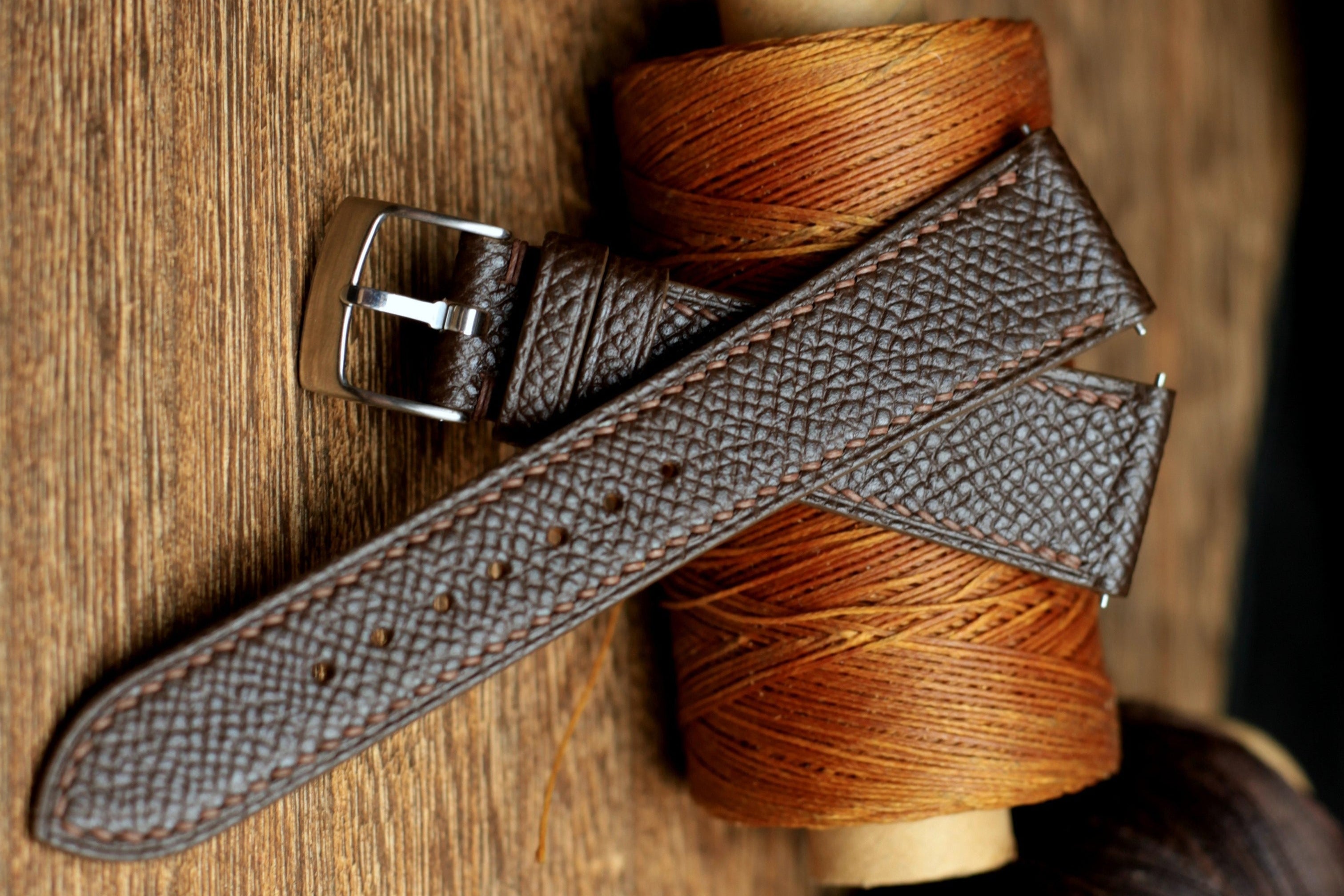 Dark Brown Epsom Leather Watch Strap