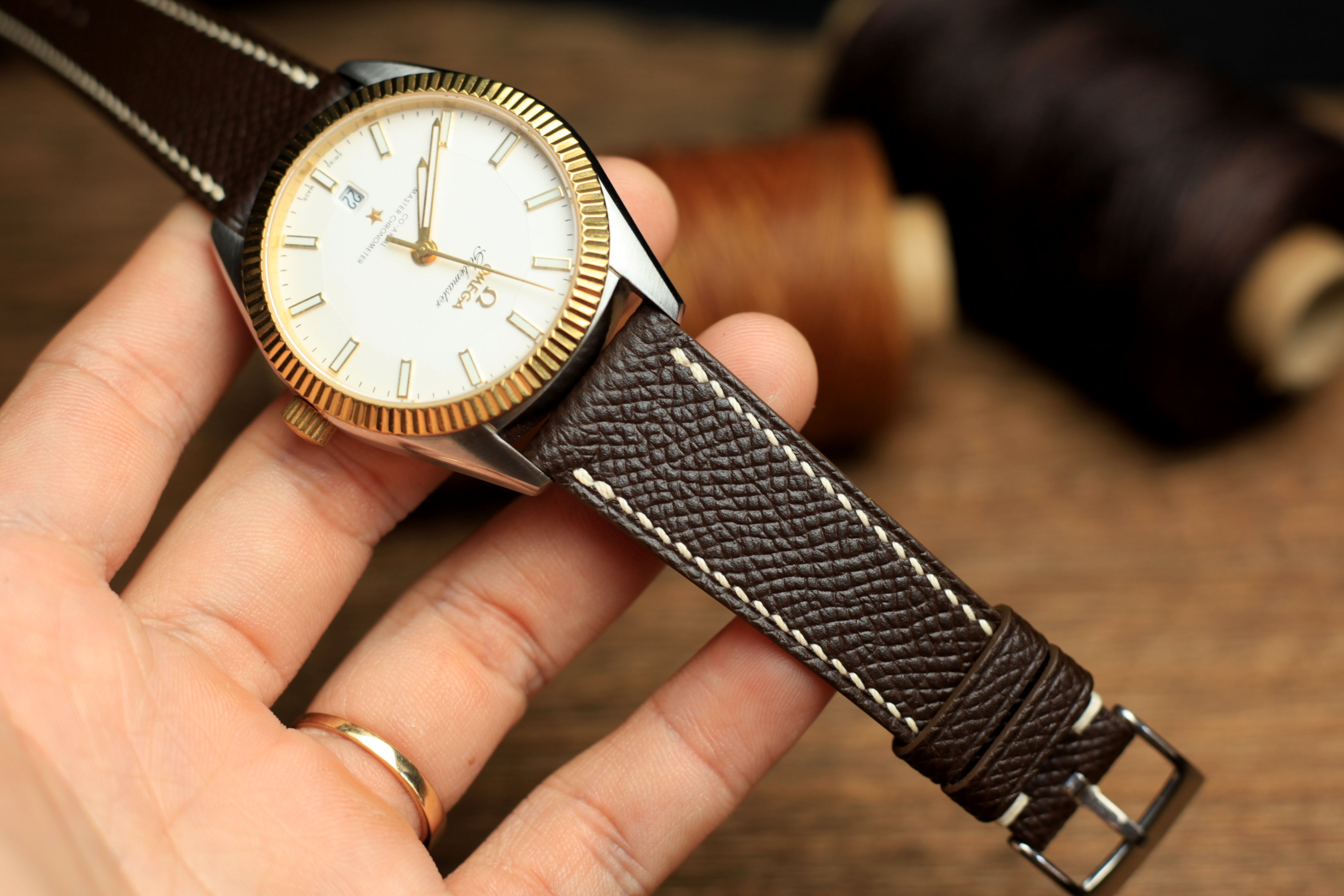 Dark Brown Epsom Leather Watch Strap