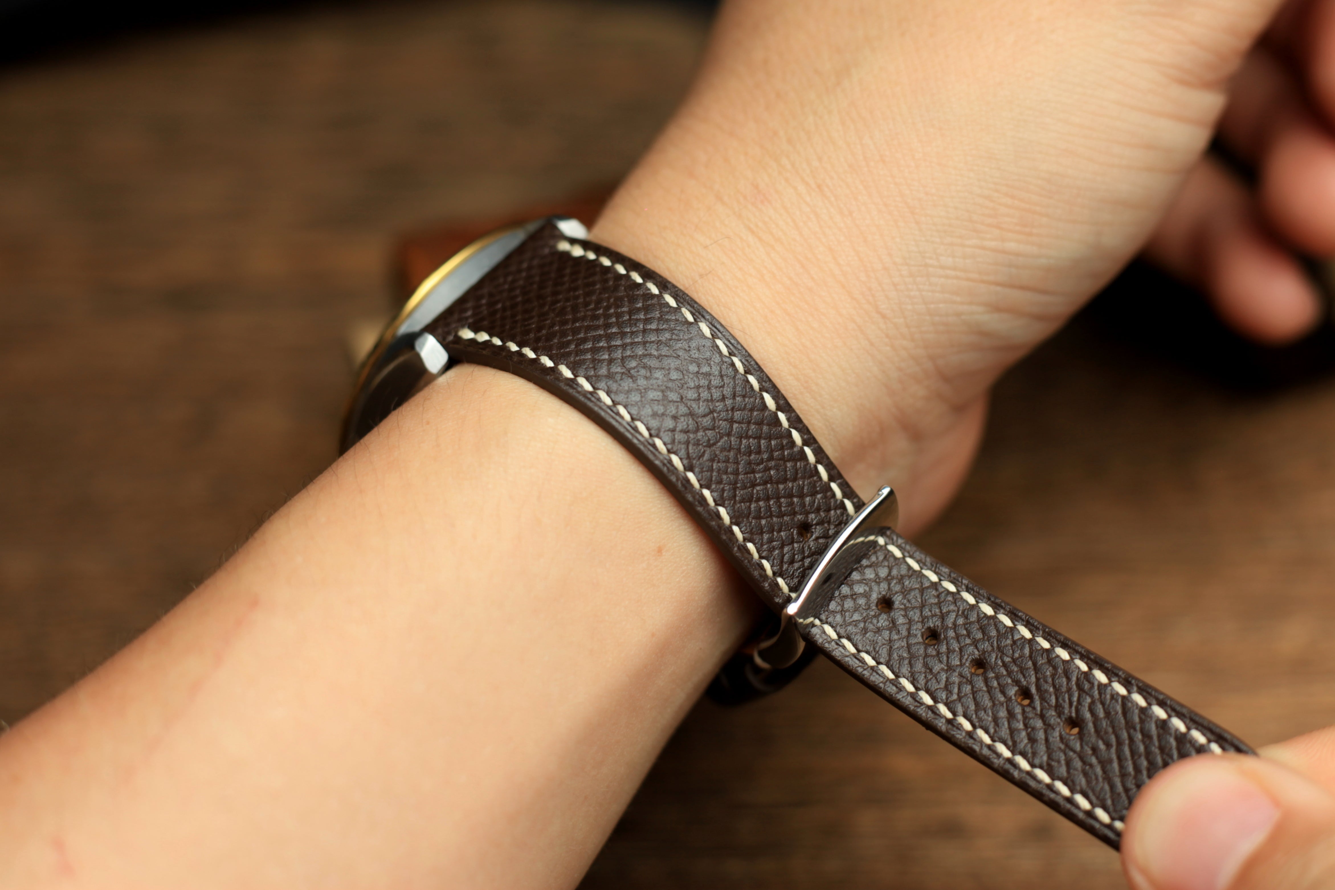 Dark Brown Epsom Leather Watch Strap