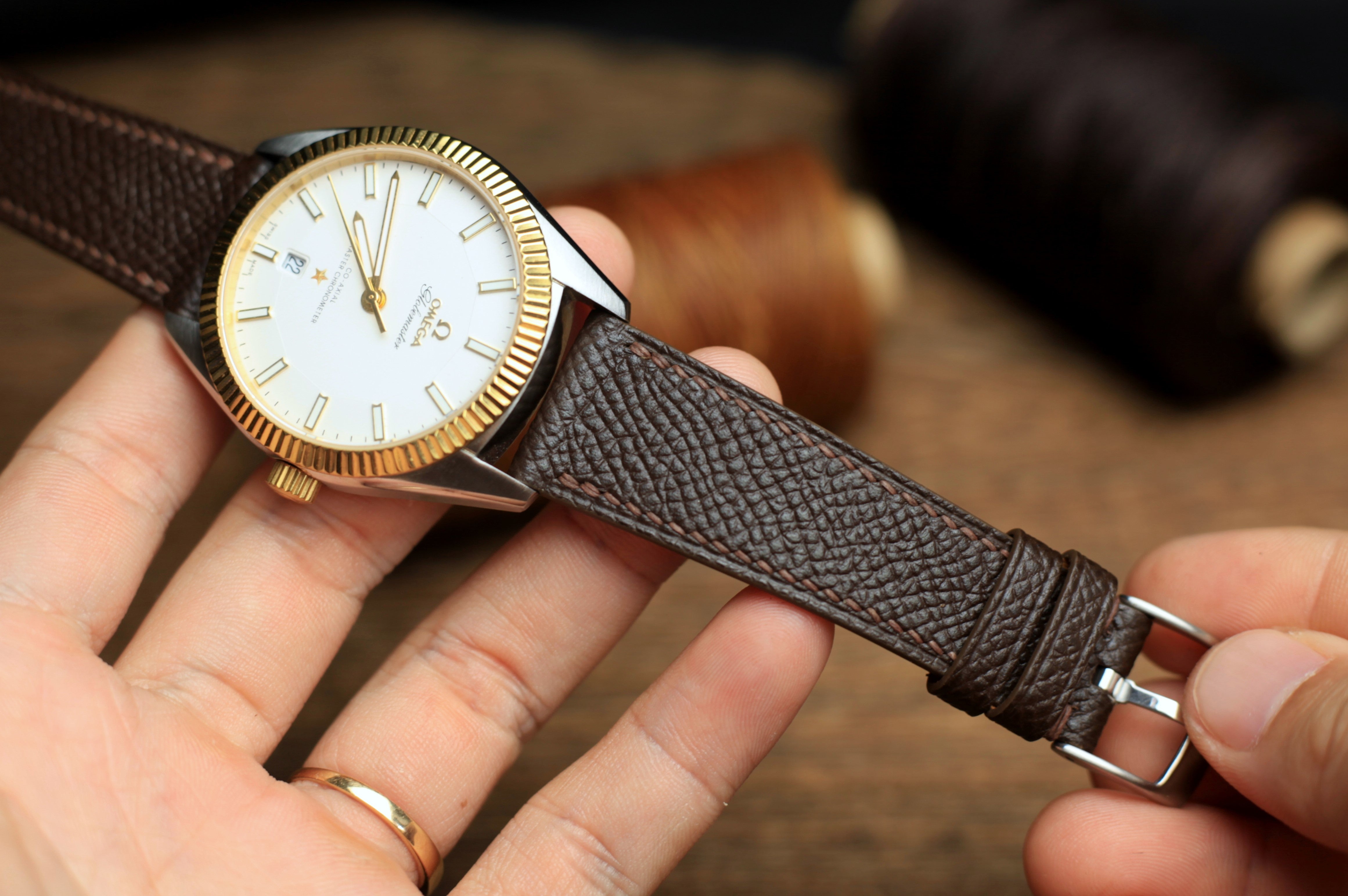 Dark Brown Epsom Leather Watch Strap