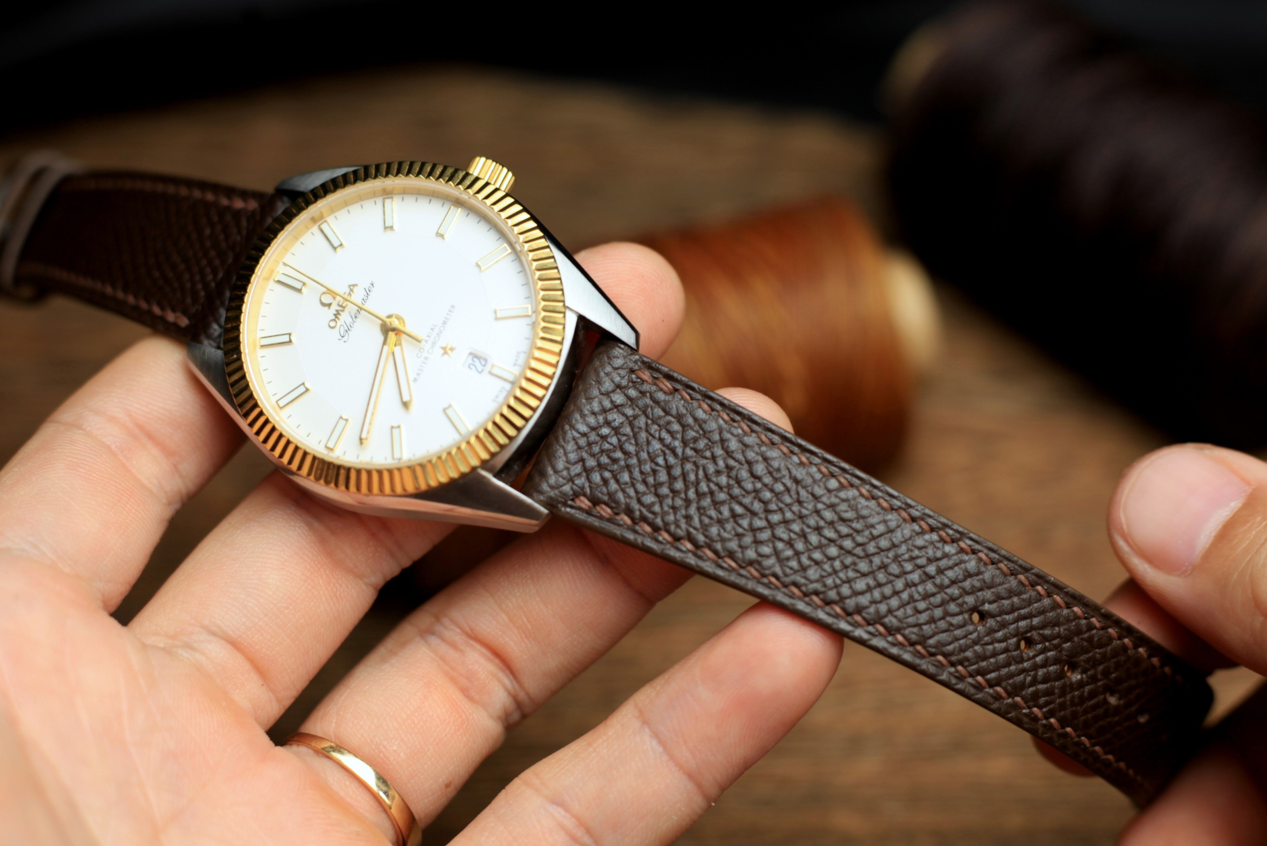 Dark Brown Epsom Leather Watch Strap