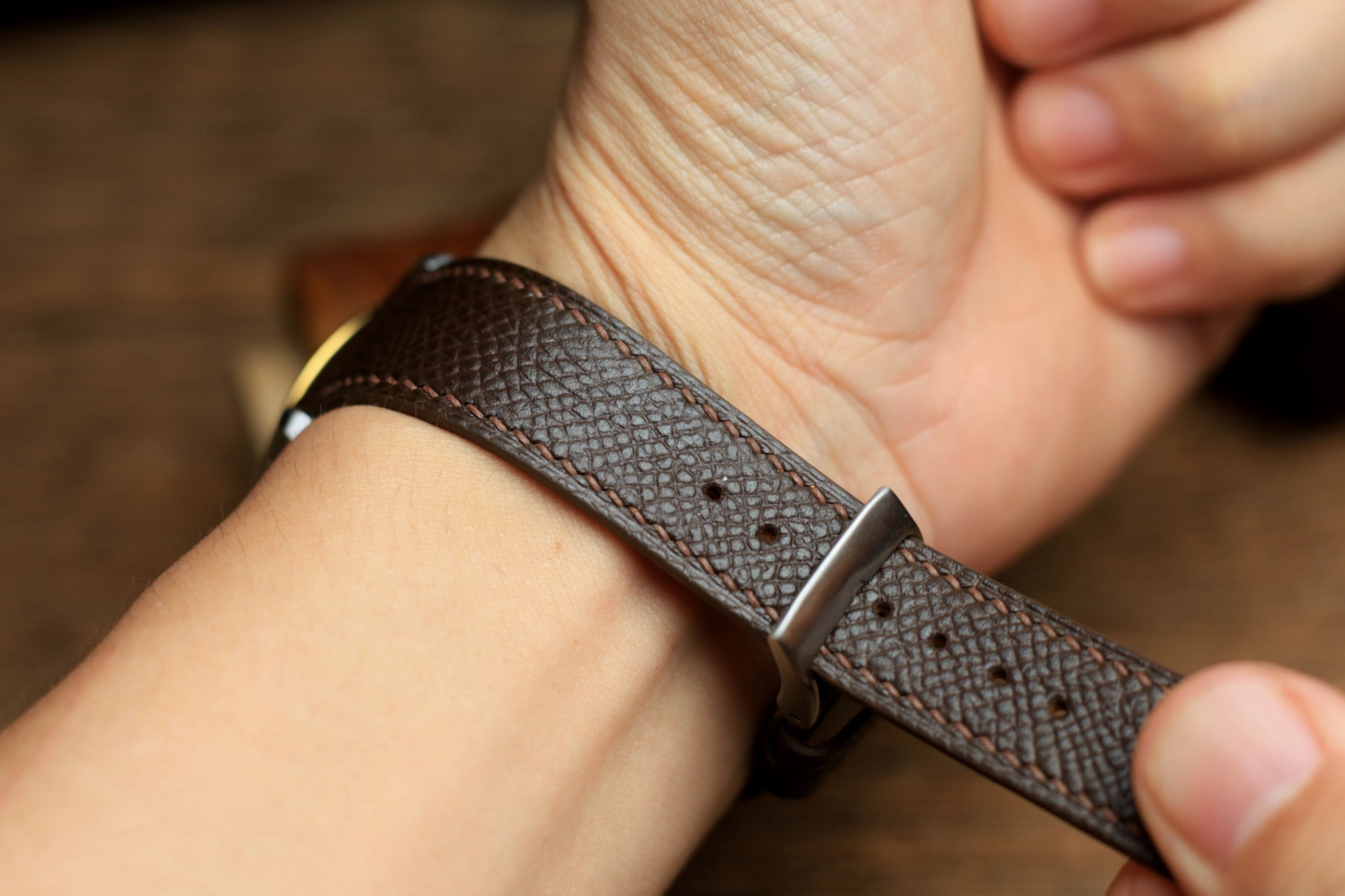 Dark Brown Epsom Leather Watch Strap
