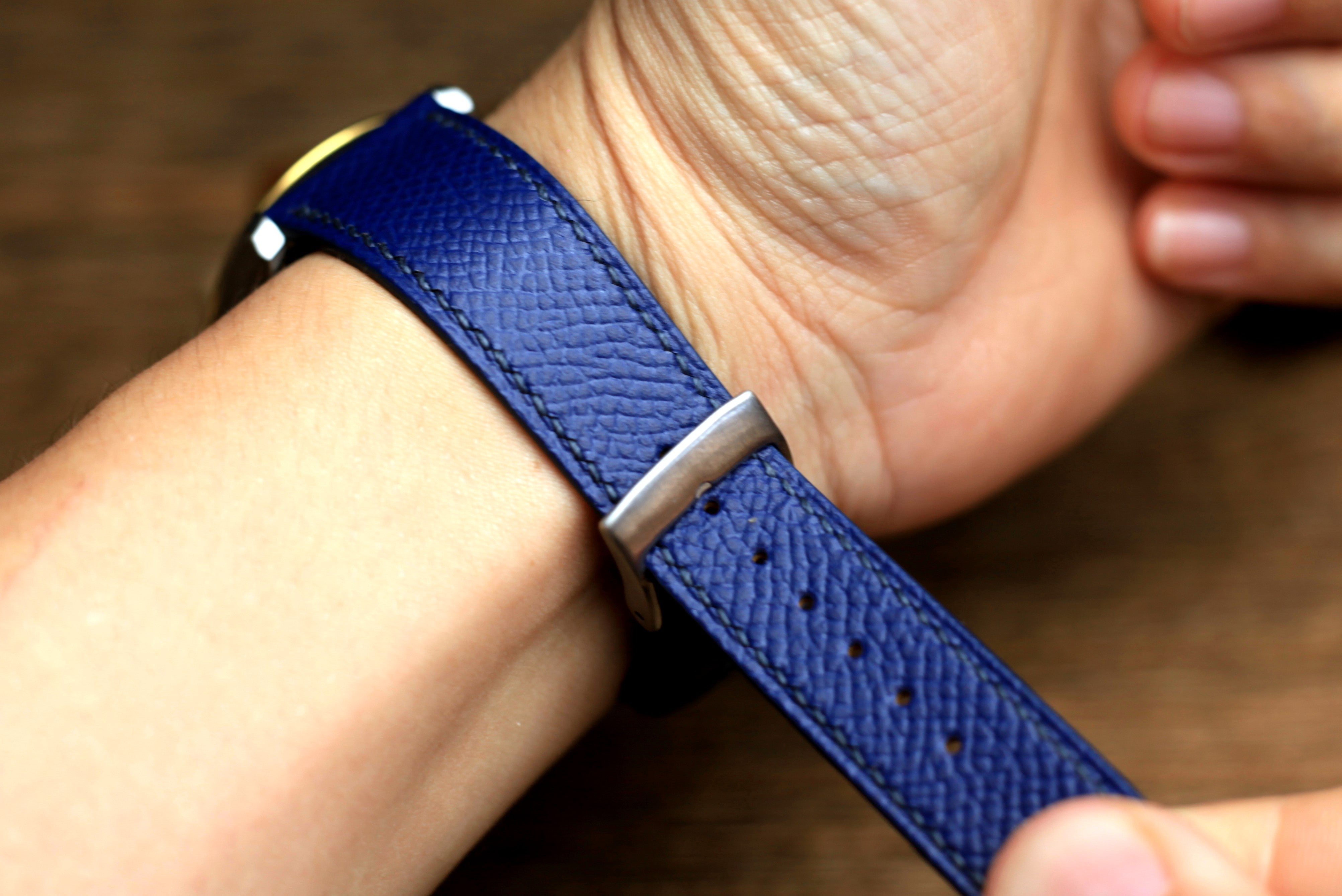 Blue Epsom Leather Handmade Watch Strap
