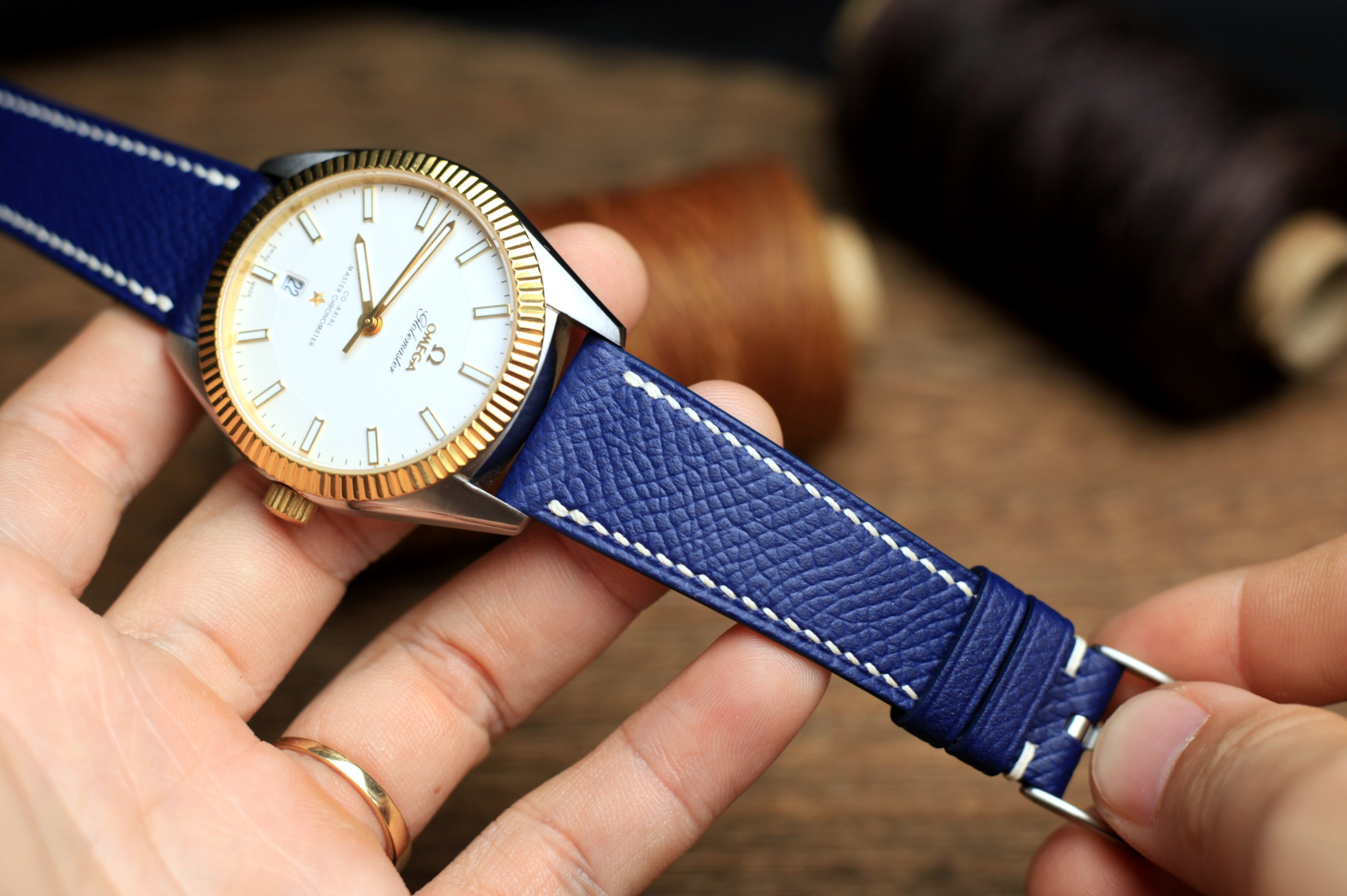 Blue Epsom Leather Handmade Watch Strap