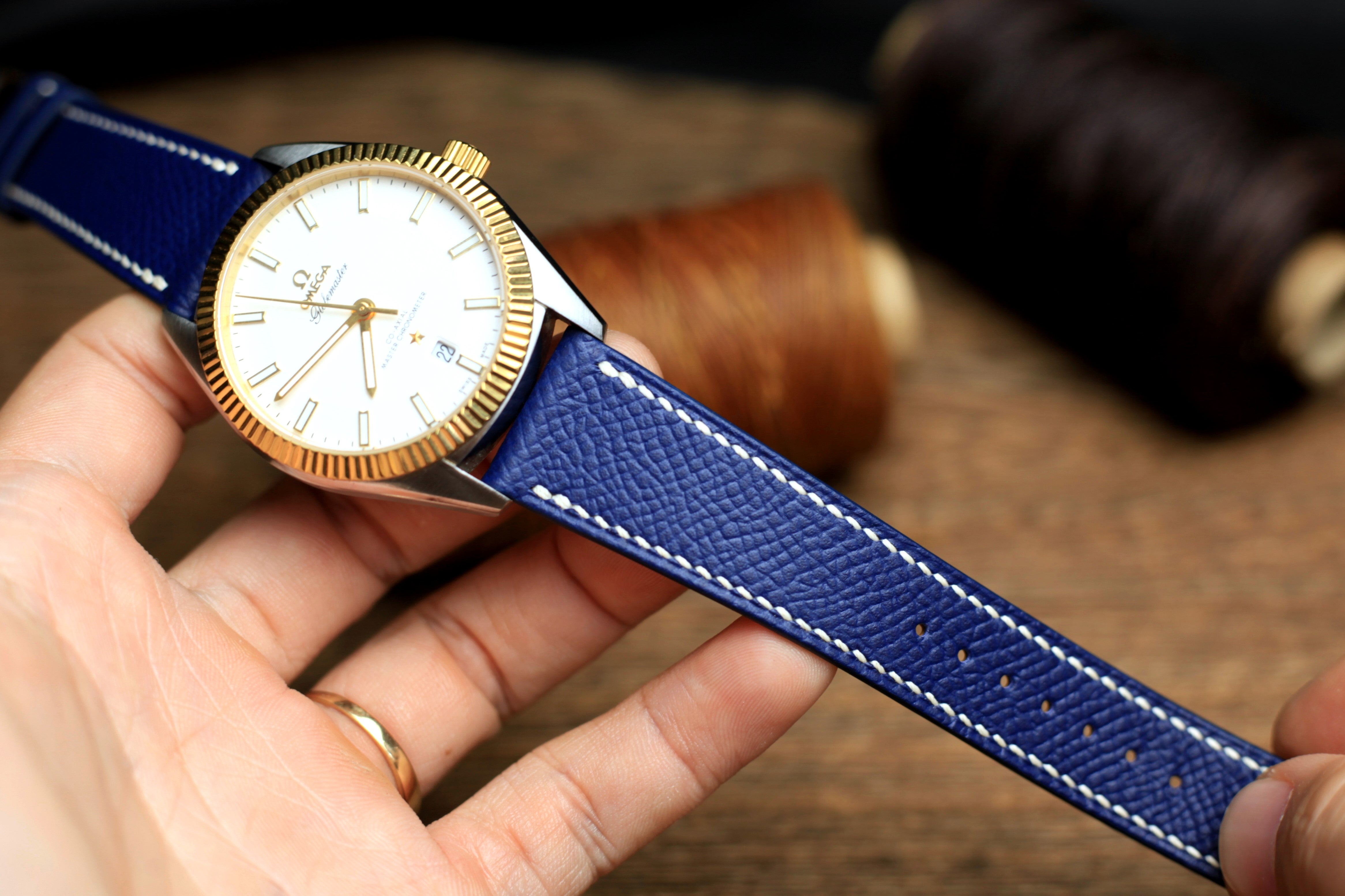 Blue Epsom Leather Handmade Watch Strap
