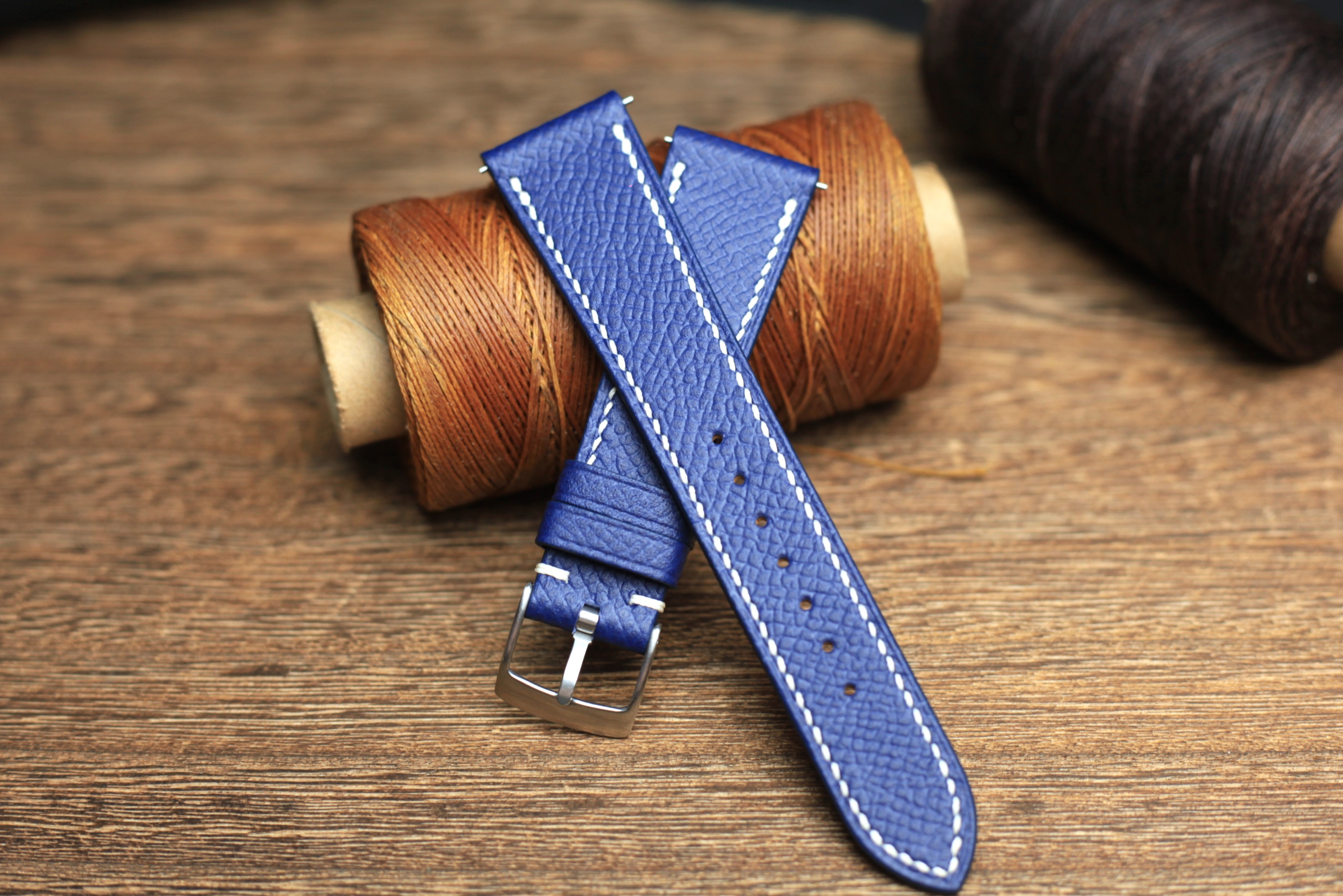 Blue Epsom Leather Handmade Watch Strap