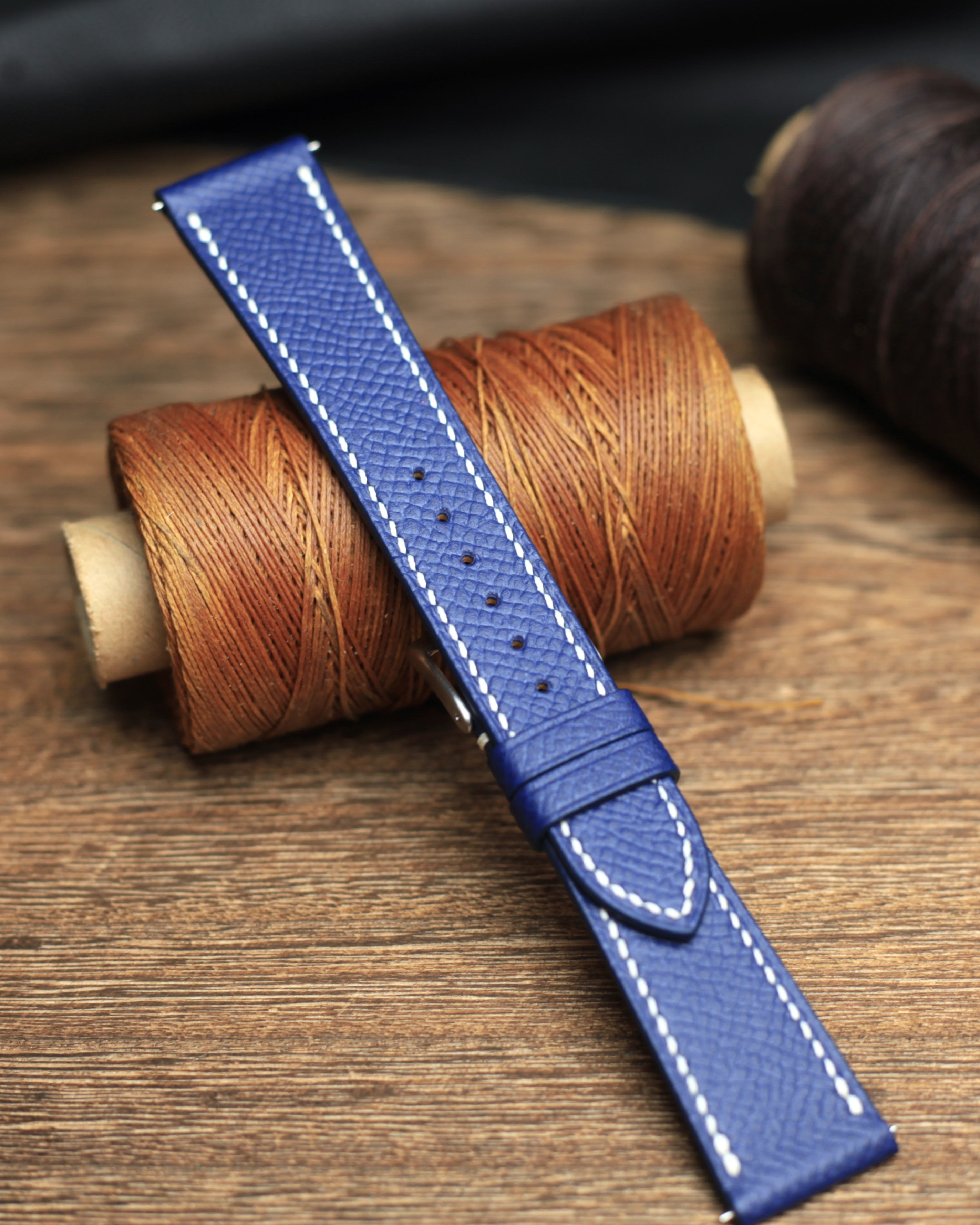 Blue Epsom Leather Handmade Watch Strap