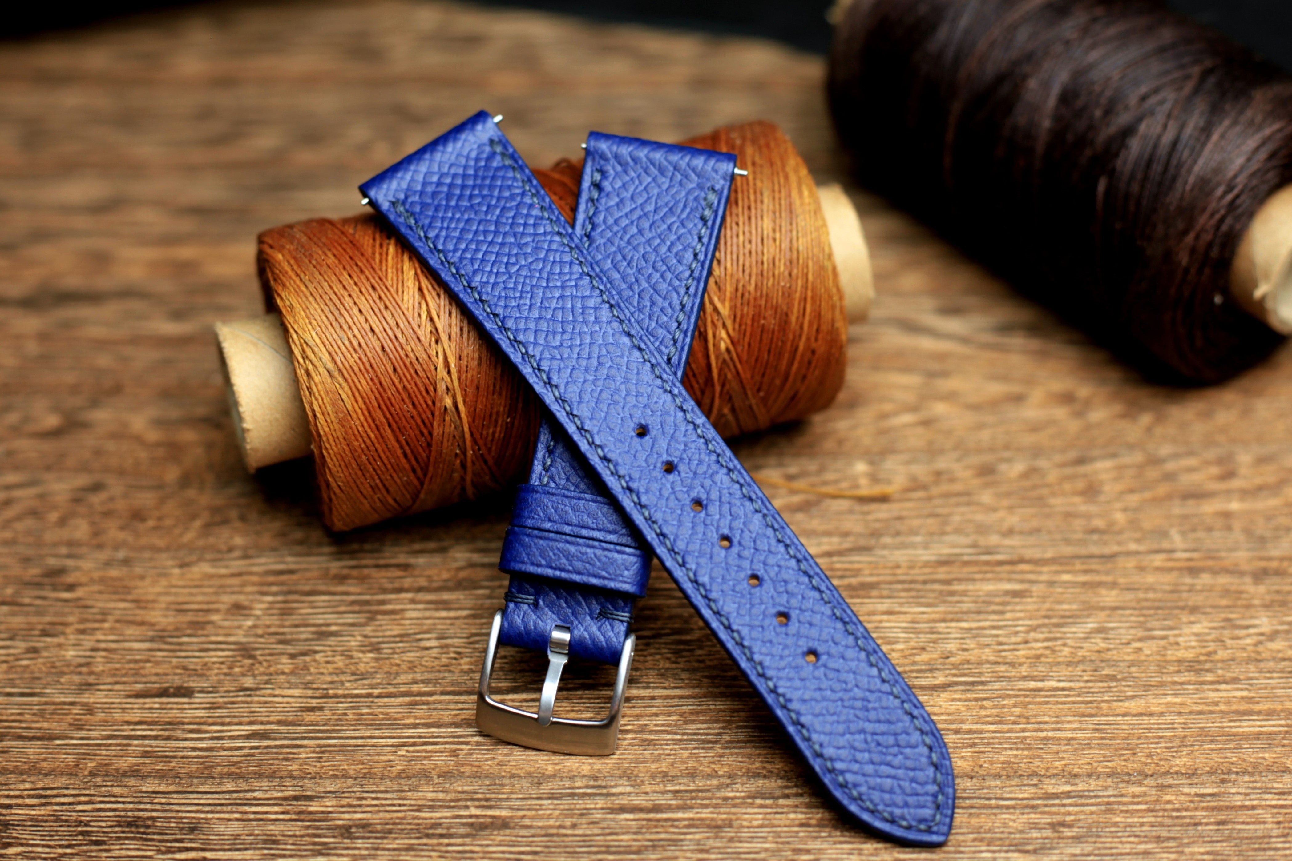 Blue Epsom Leather Handmade Watch Strap