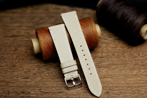 LEATHER WATCH STRAP, KHAKI EPSOM LEATHER HANDMADE BAND.