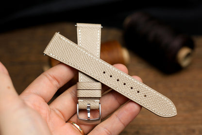 Khaki Epsom Leather Handmade Watch Strap