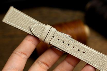Khaki Epsom Leather Handmade Watch Strap