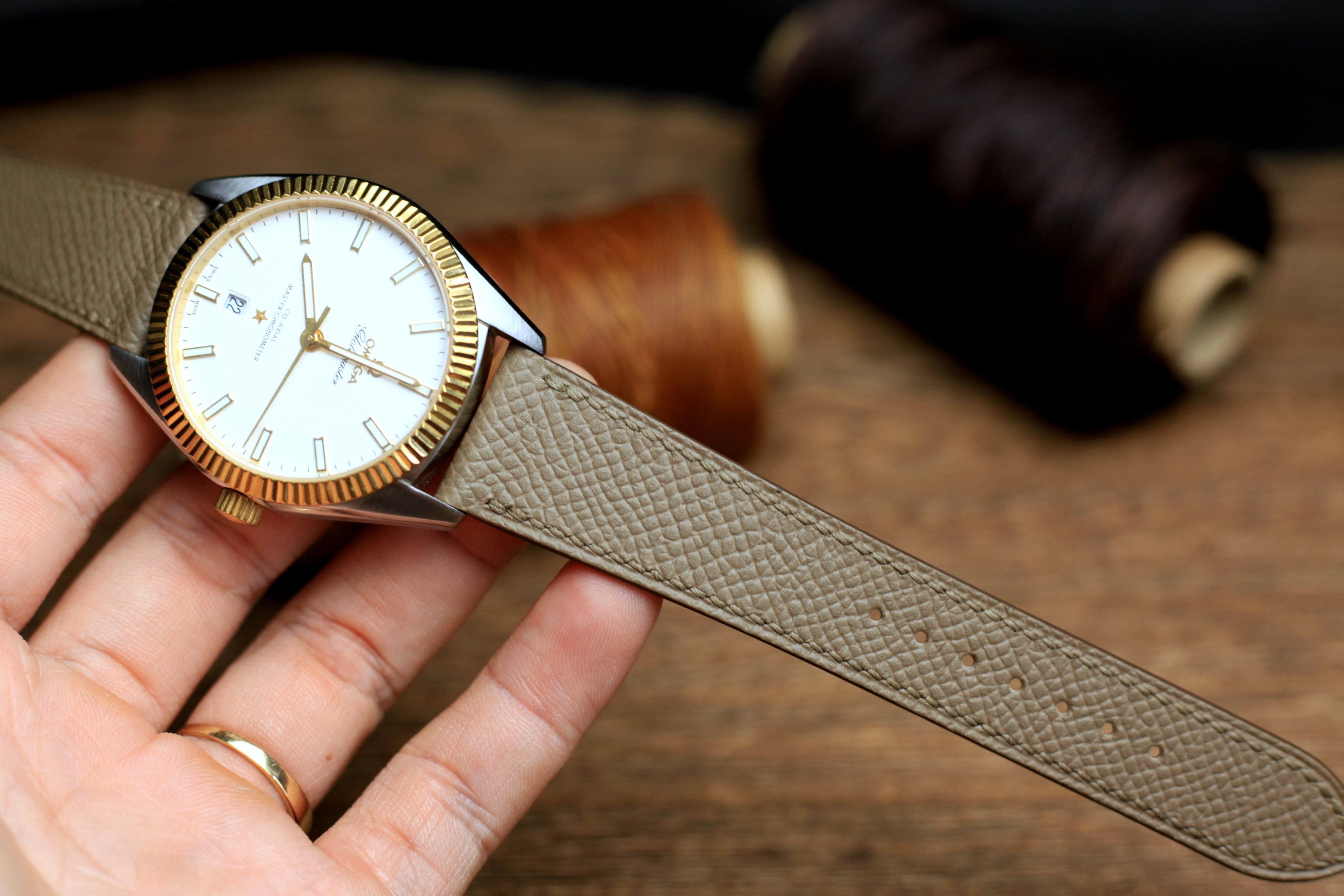 Etoupe Epsom Leather Handmade Watch Strap