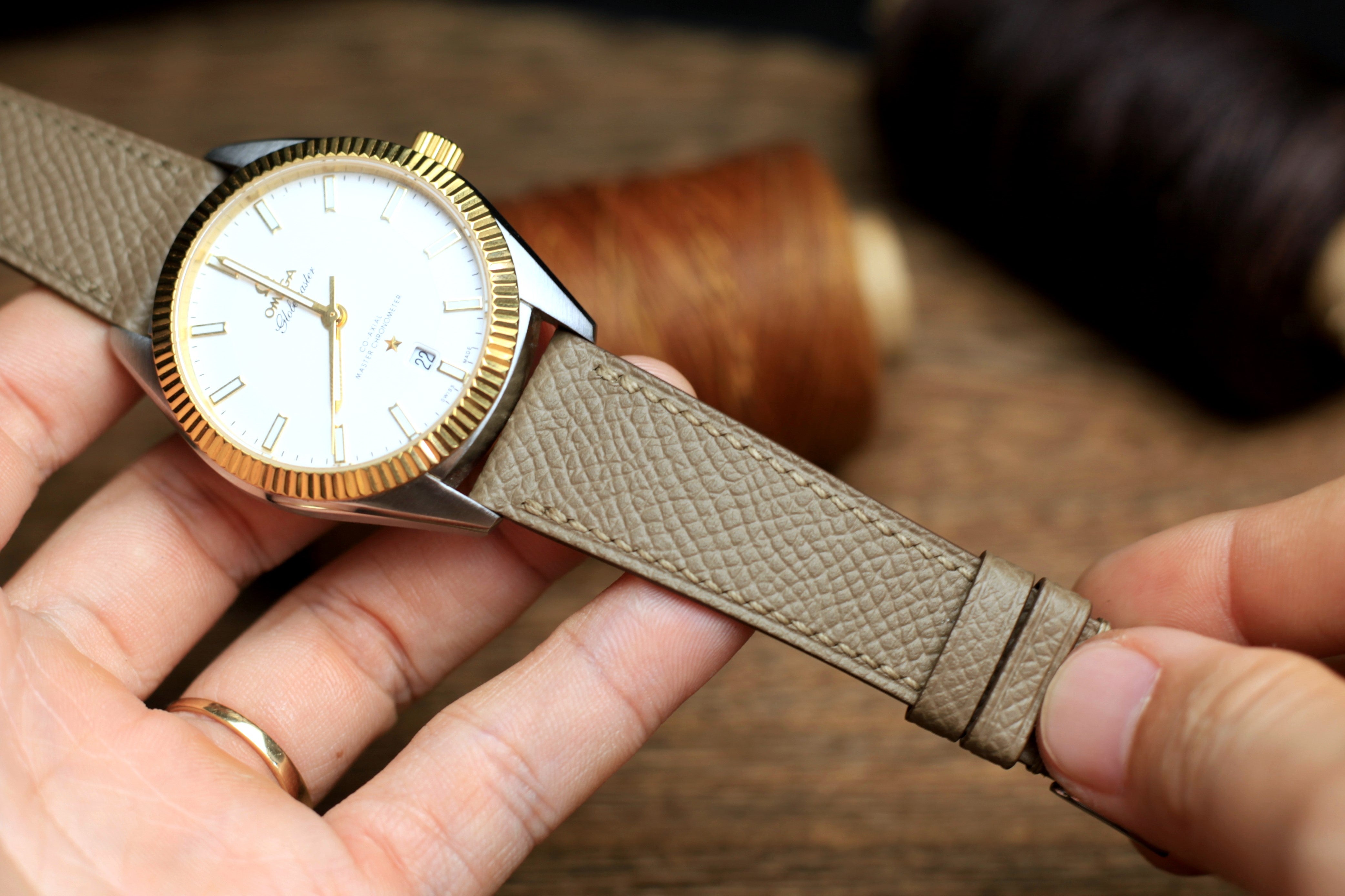 Etoupe Epsom Leather Handmade Watch Strap