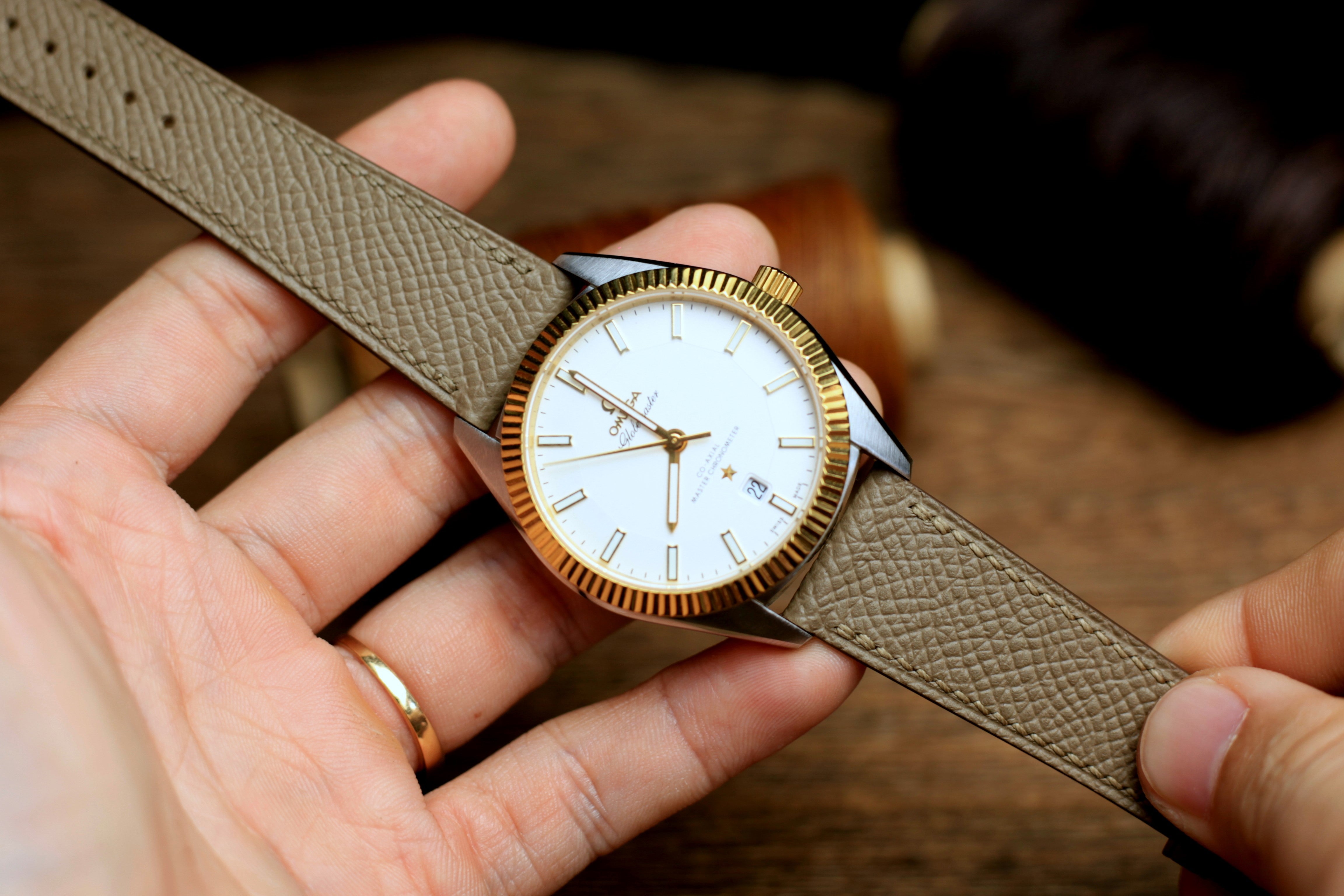 Etoupe Epsom Leather Handmade Watch Strap