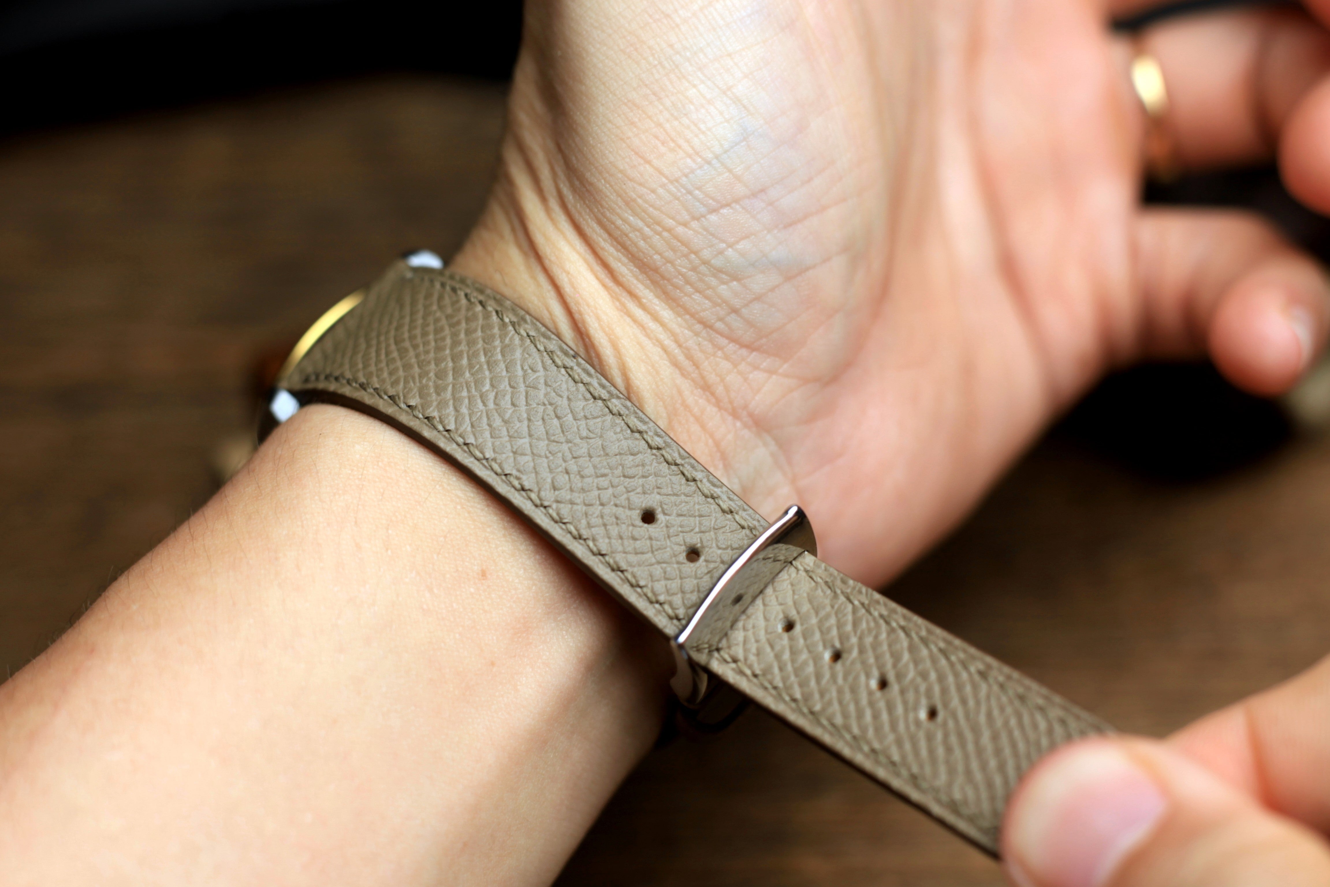Etoupe Epsom Leather Handmade Watch Strap