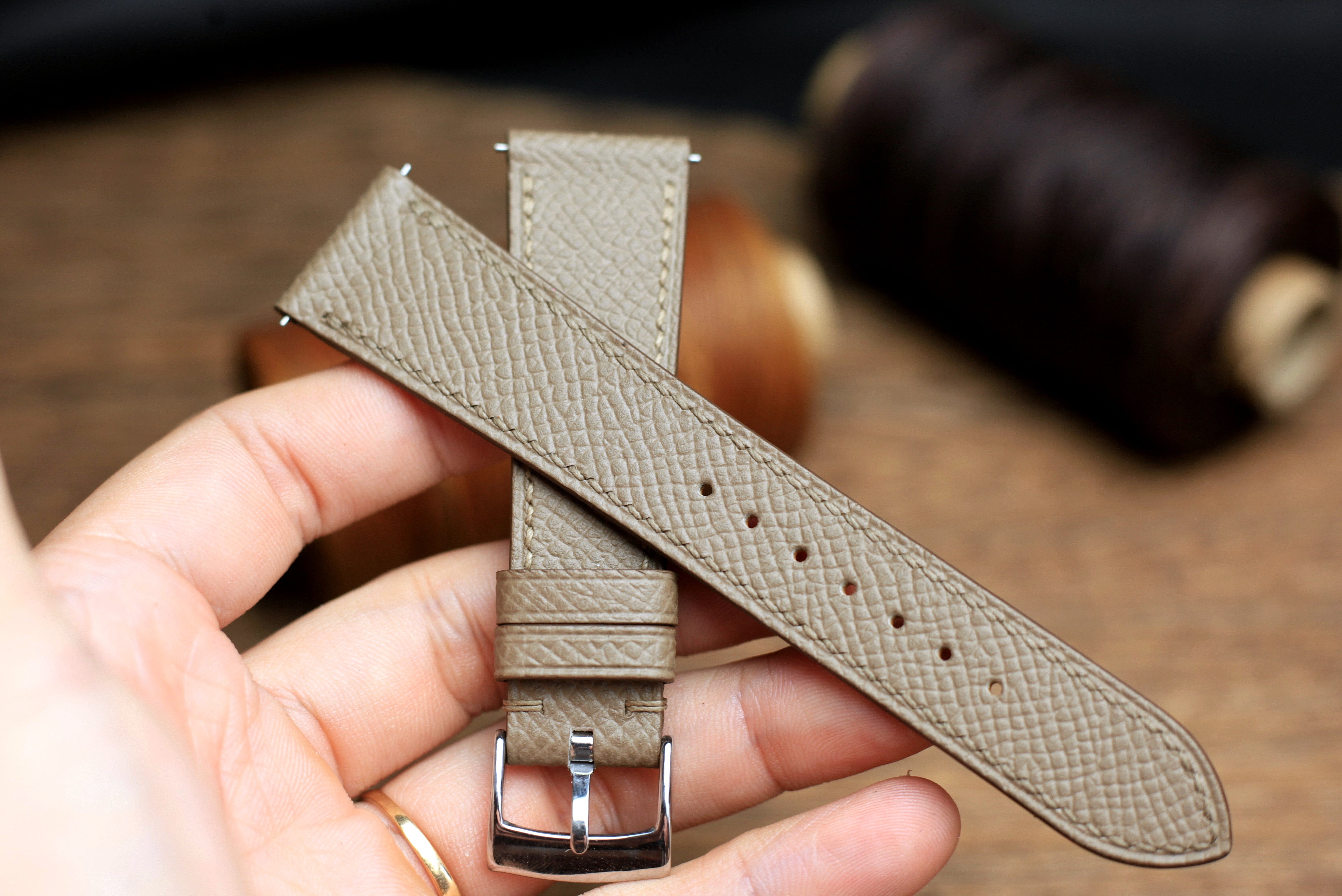 Etoupe Epsom Leather Handmade Watch Strap