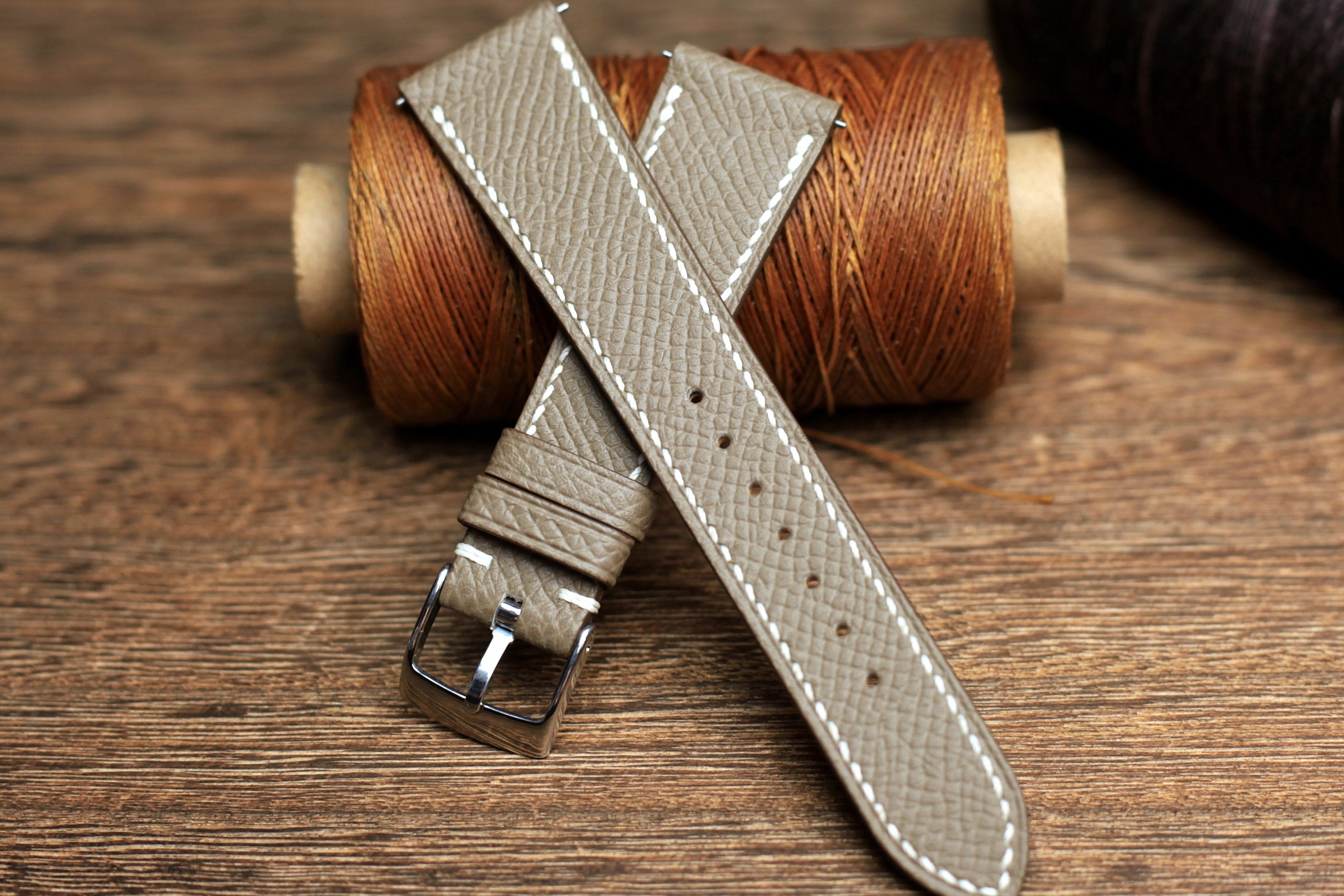 Etoupe Epsom Leather Handmade Watch Strap
