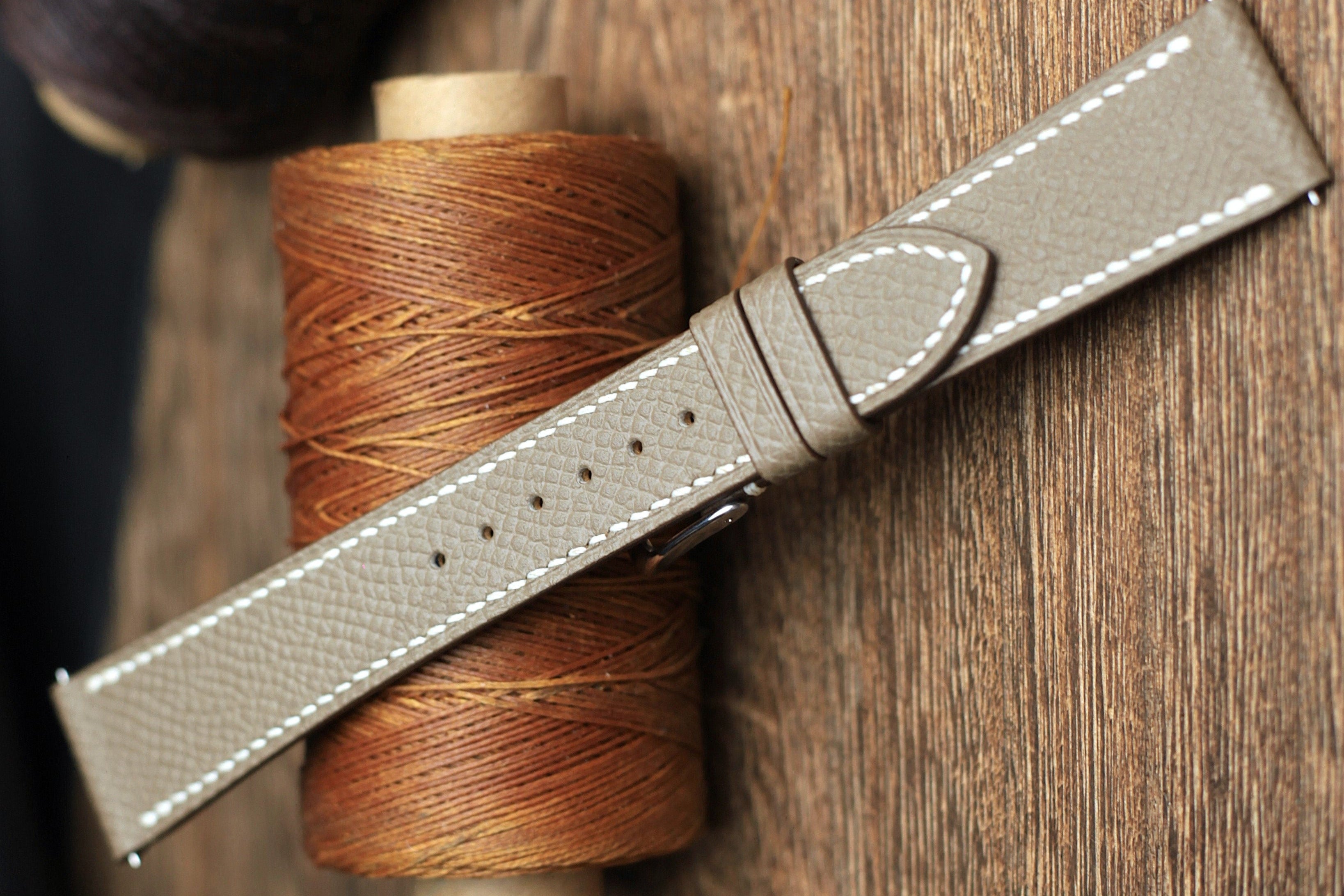 Etoupe Epsom Leather Handmade Watch Strap