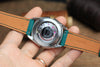 LEATHER WATCH STRAP, JADE BLUE EPSOM LEATHER HANDMADE BAND.