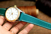 LEATHER WATCH STRAP, JADE BLUE EPSOM LEATHER HANDMADE BAND.