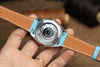 LEATHER WATCH STRAP, BABY BLUE EPSOM LEATHER WATCH BAND.