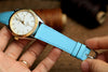 LEATHER WATCH STRAP, BABY BLUE EPSOM LEATHER WATCH BAND.