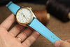 LEATHER WATCH STRAP, BABY BLUE EPSOM LEATHER WATCH BAND.