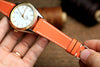 LEATHER WATCH STRAP, ORANGE EPSOM LEATHER HANDMADE BAND.