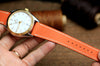 LEATHER WATCH STRAP, ORANGE EPSOM LEATHER HANDMADE BAND.