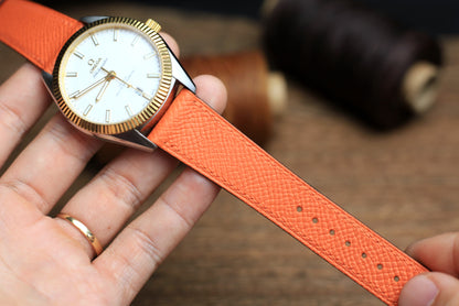Orange Epsom Leather Handmade Watch Strap