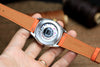 LEATHER WATCH STRAP, ORANGE EPSOM LEATHER HANDMADE BAND.