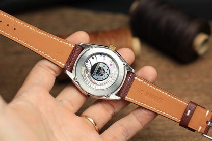 Epsom Burgundy Leather Handmade Watch Strap