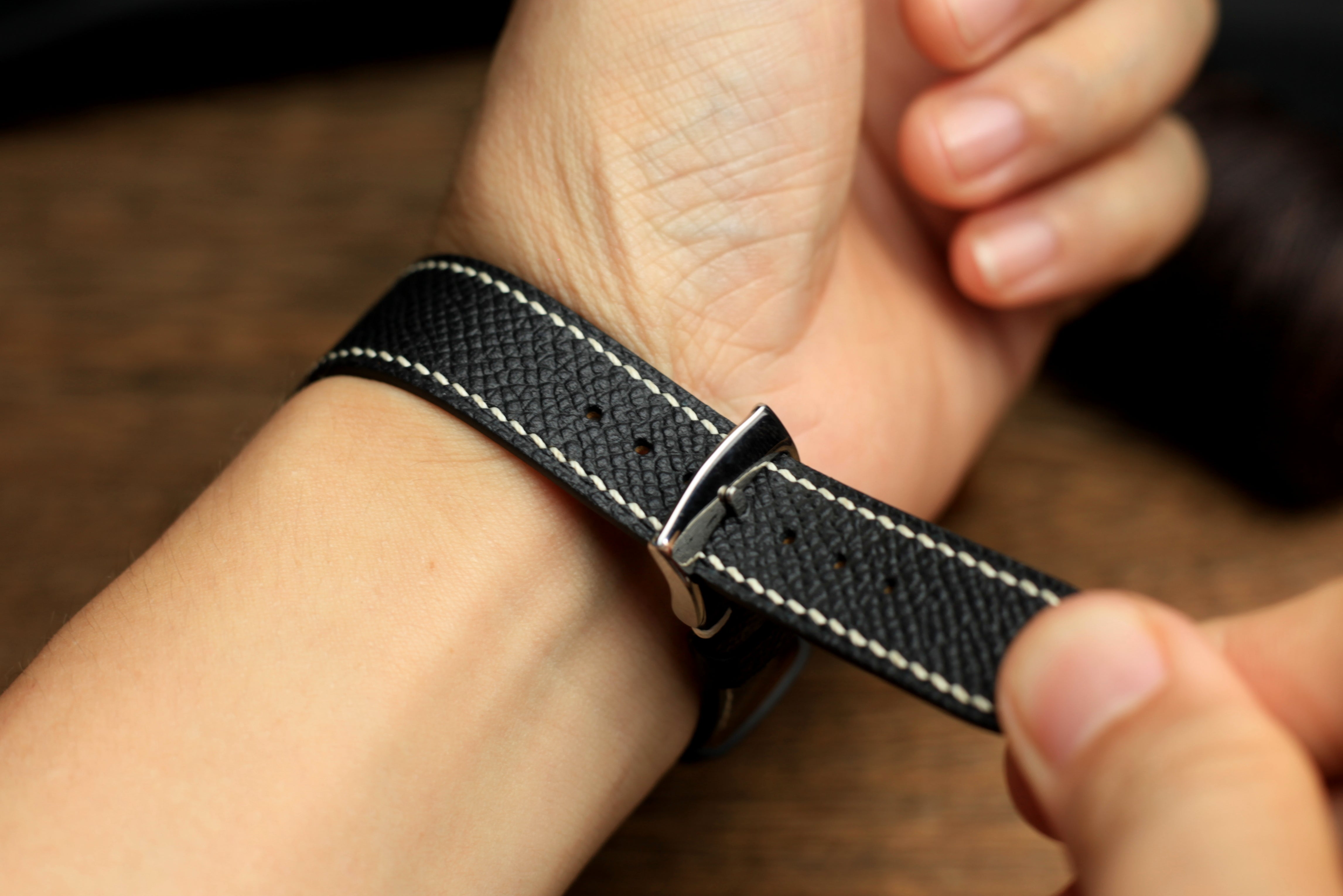 Black Epsom Leather Handmade Watch Strap
