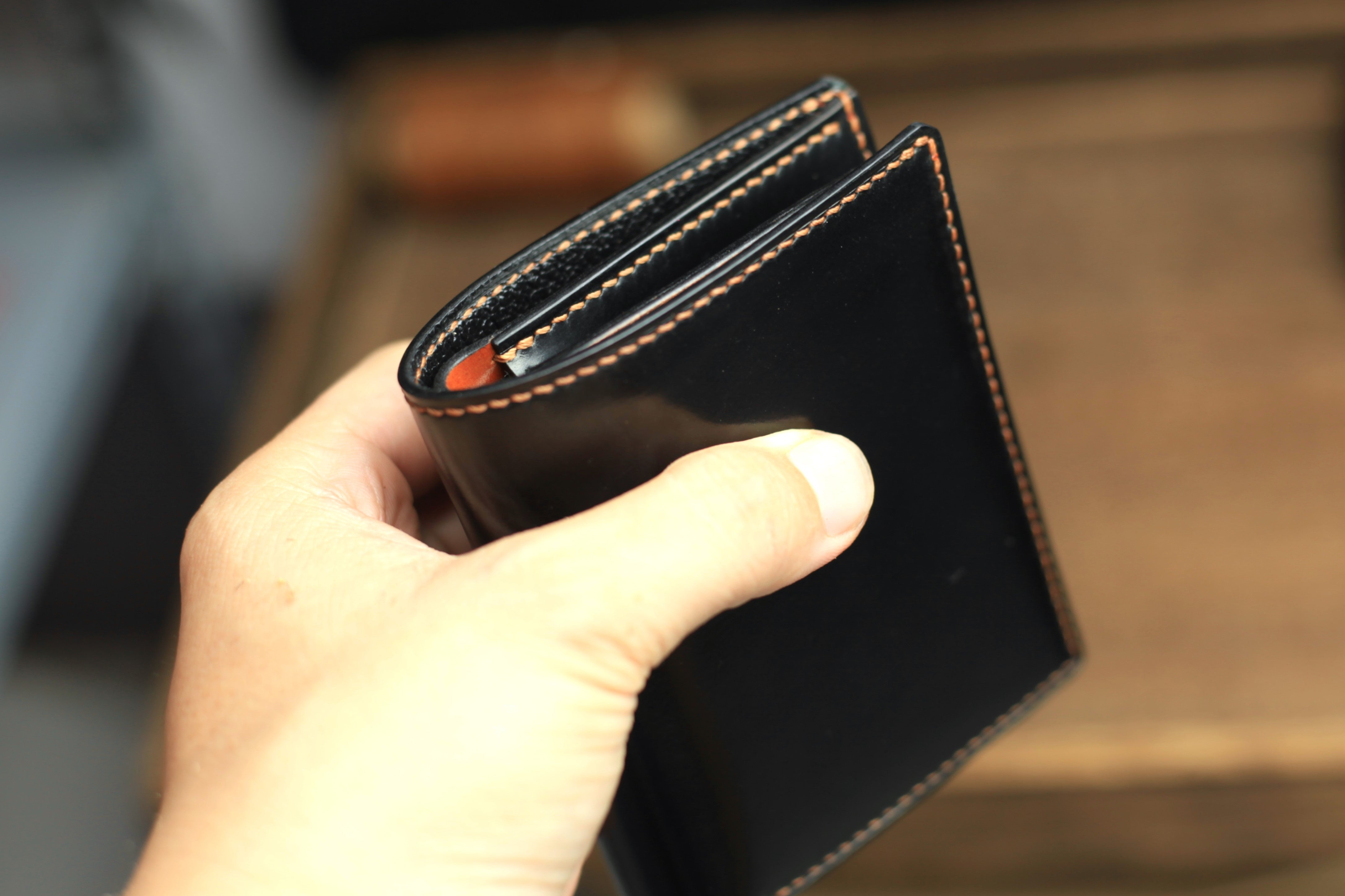 Handmade Horween Shell Cordovan Leather Bifold Wallet