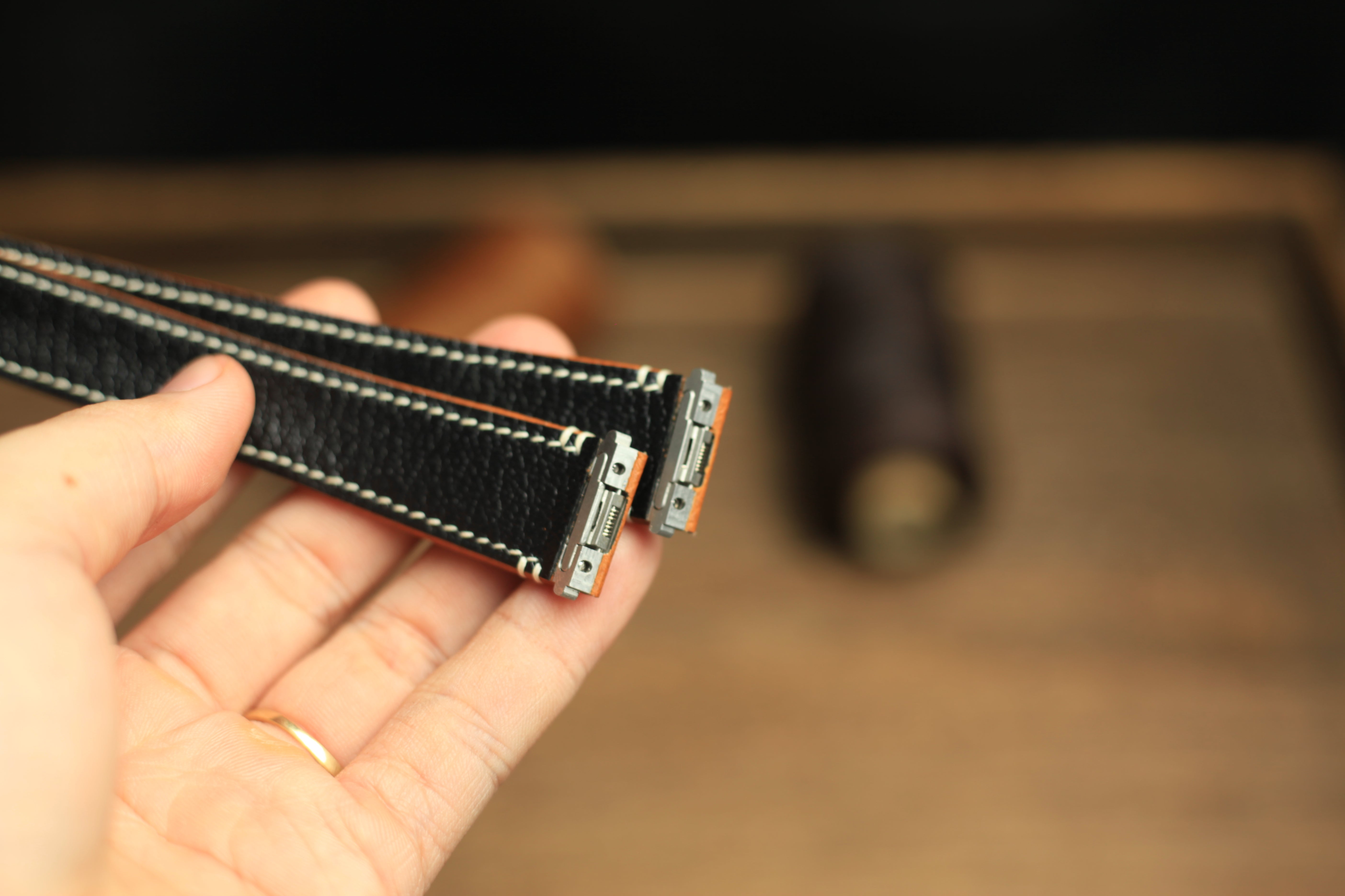 Gold Brown Epsom Leather Santos De Cartier Watch Strap