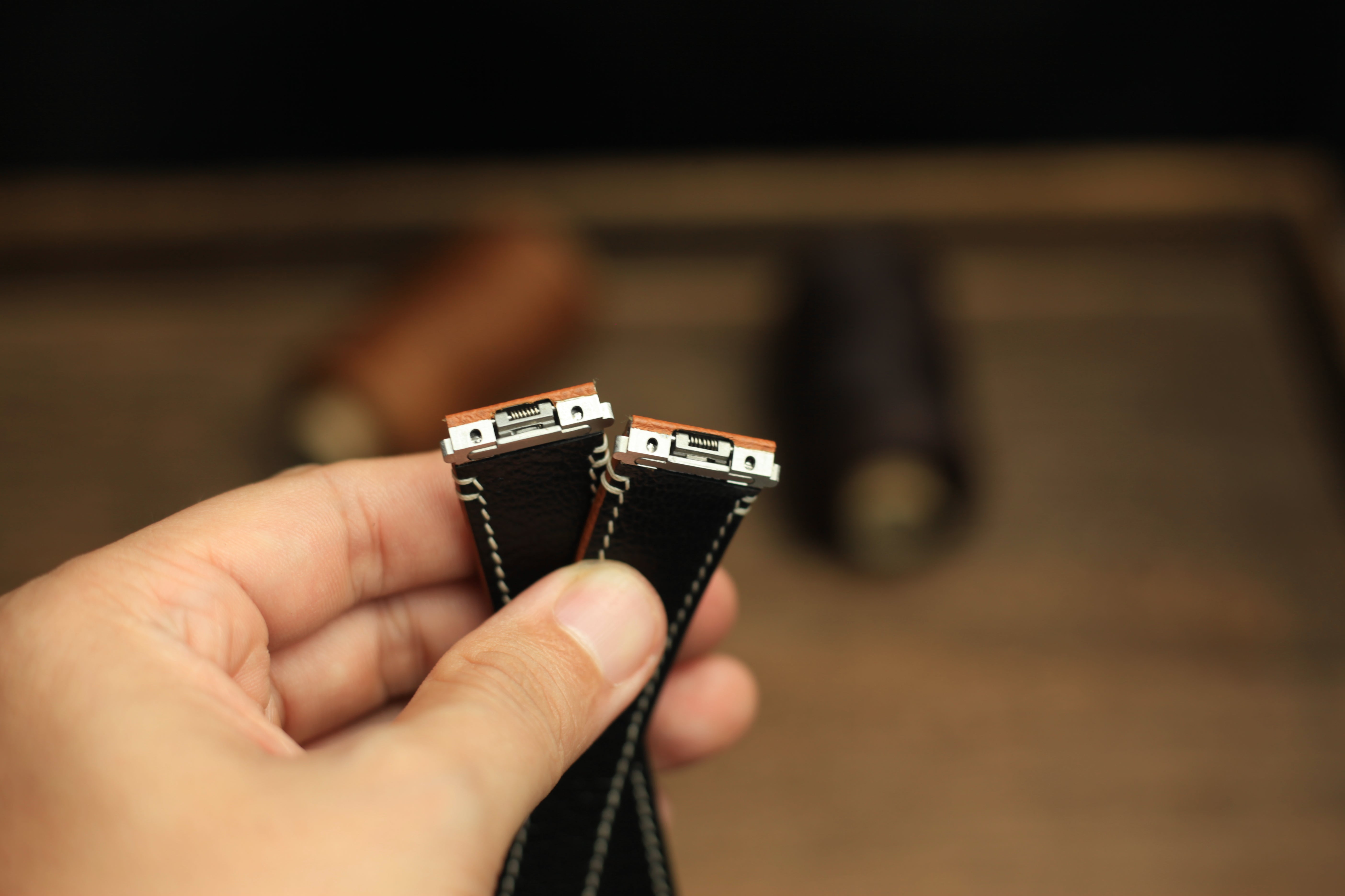 Gold Brown Epsom Leather Santos De Cartier Watch Strap